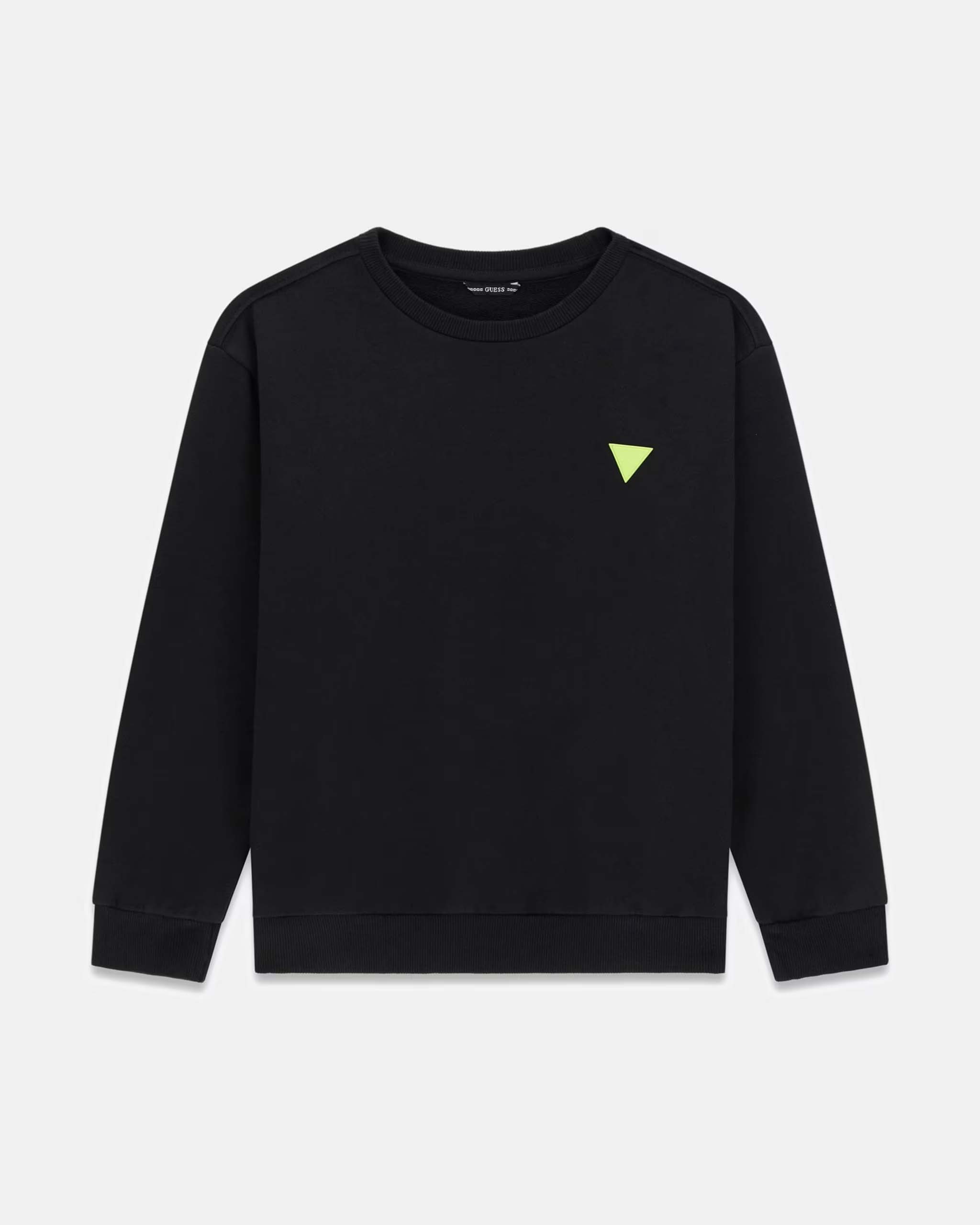 Felpa Guess nera in puro cotone con scritta logo fluorescente