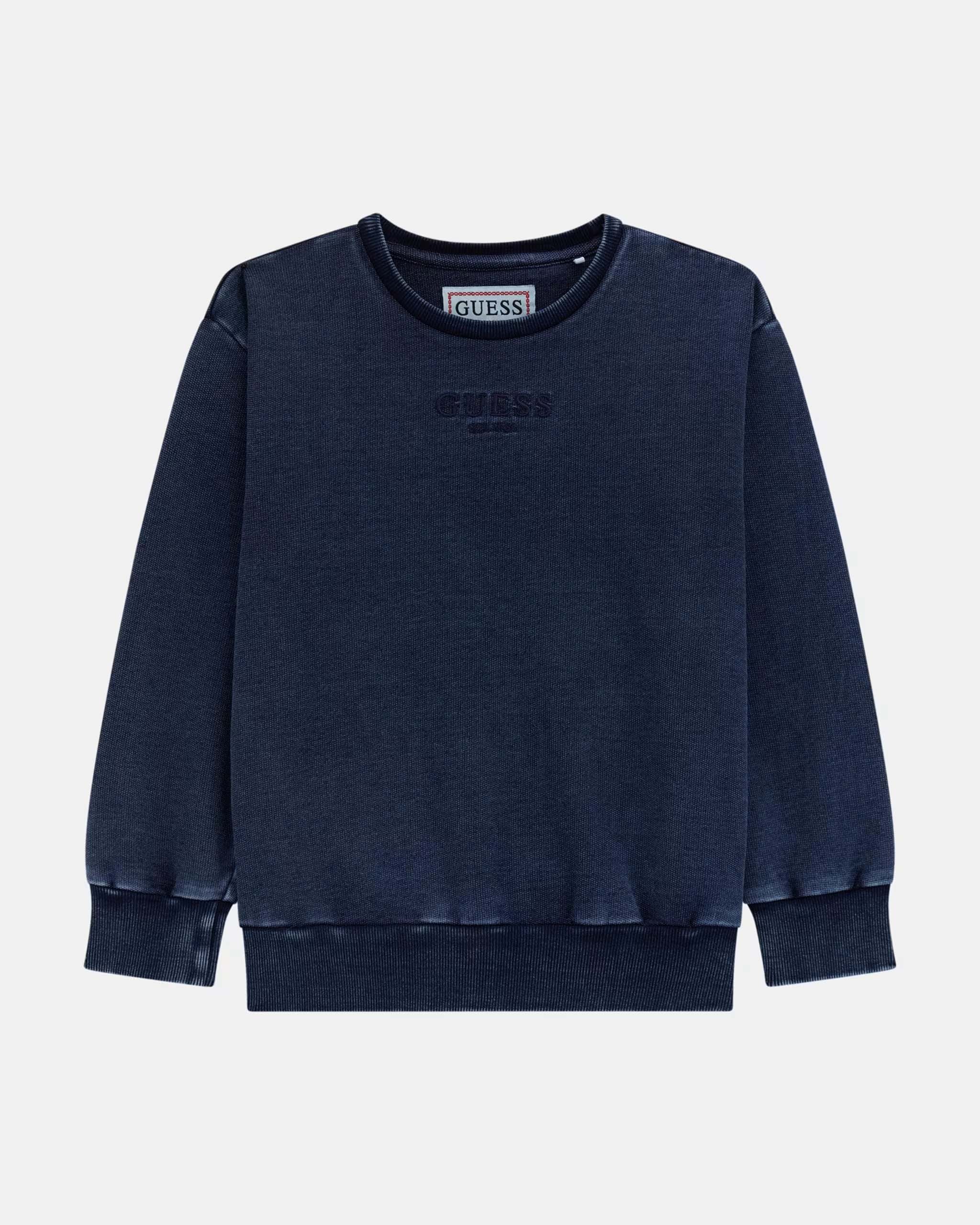 Felpa Guess blu in misto cotone effetto denim