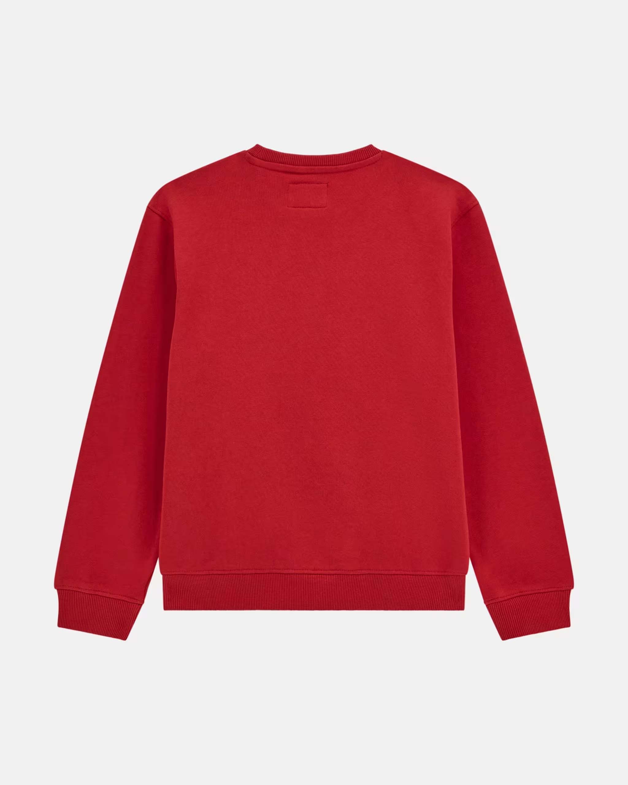 Felpa rossa Guess a maniche lunghe con stampa orsetto e maxi scritta logo image