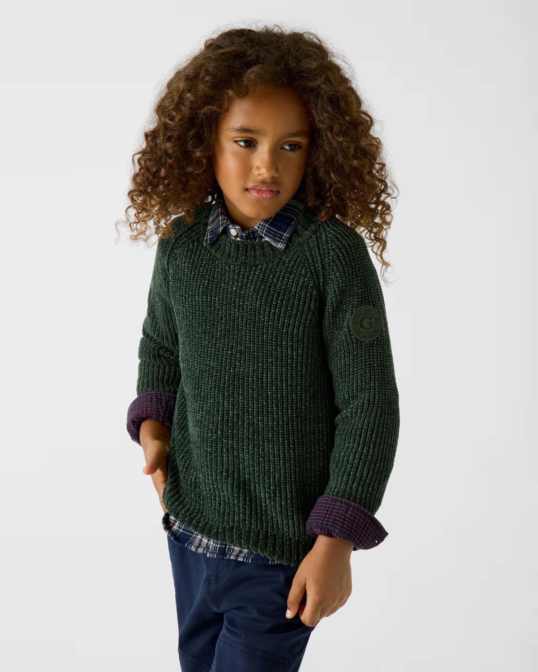 Maglioncino Guess verde in ciniglia lavorato tricot