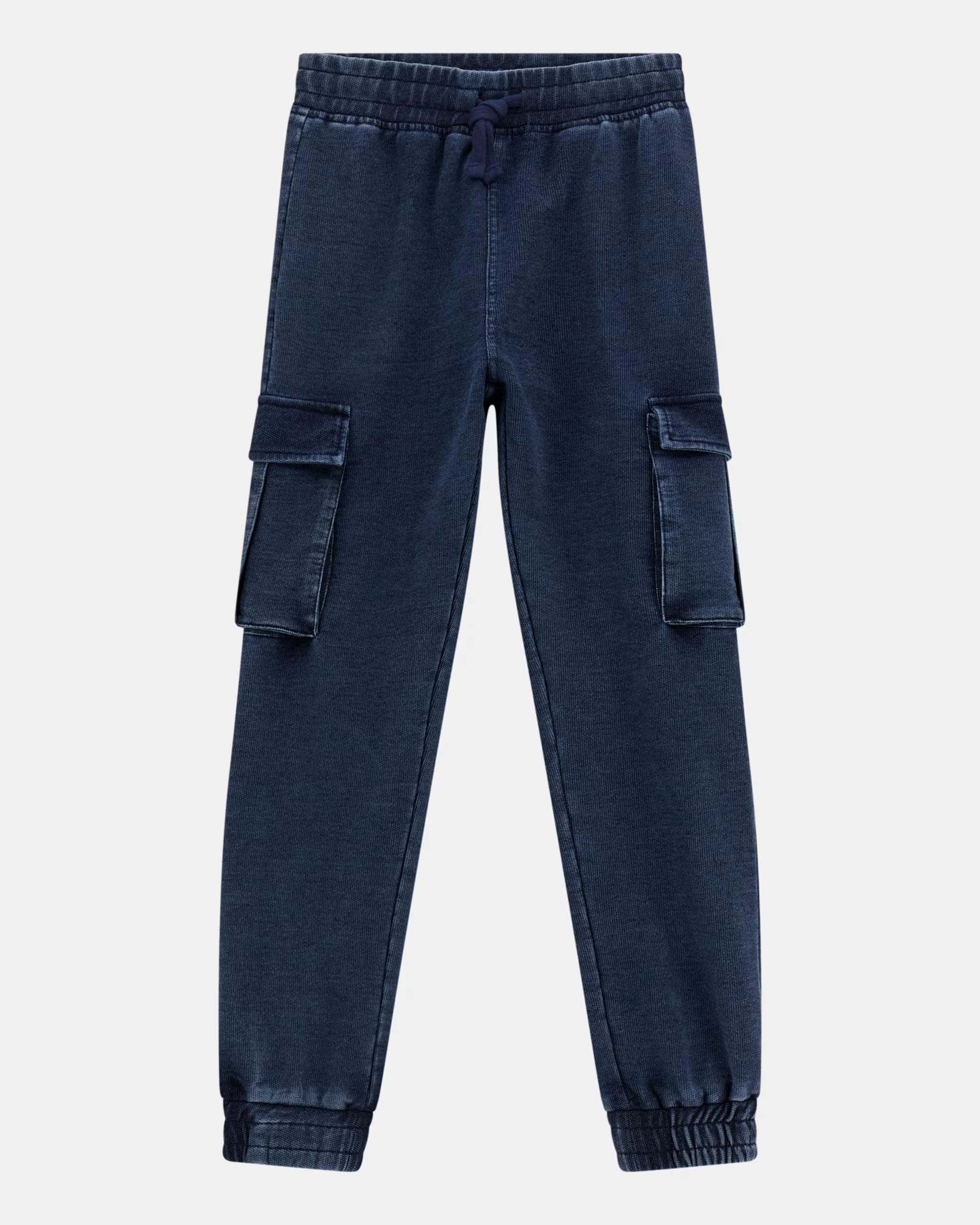 Jogger Guess cargo blu in felpa di cotone stretch