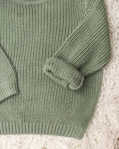 Maglioncino verde salvia Maglificio di Verona in puro eucalipto