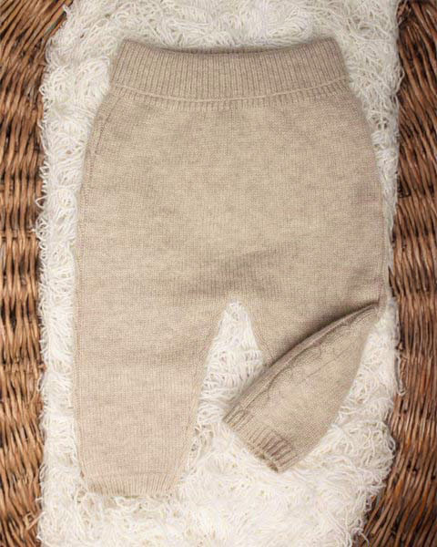 Pantalone beige in pura lana con tape a trecce