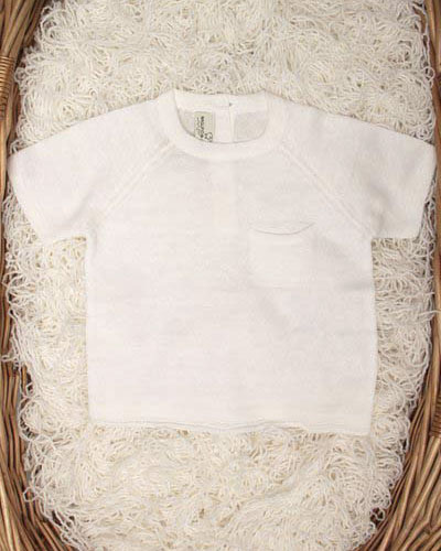 T-shirt bianca in maglia di misto lino