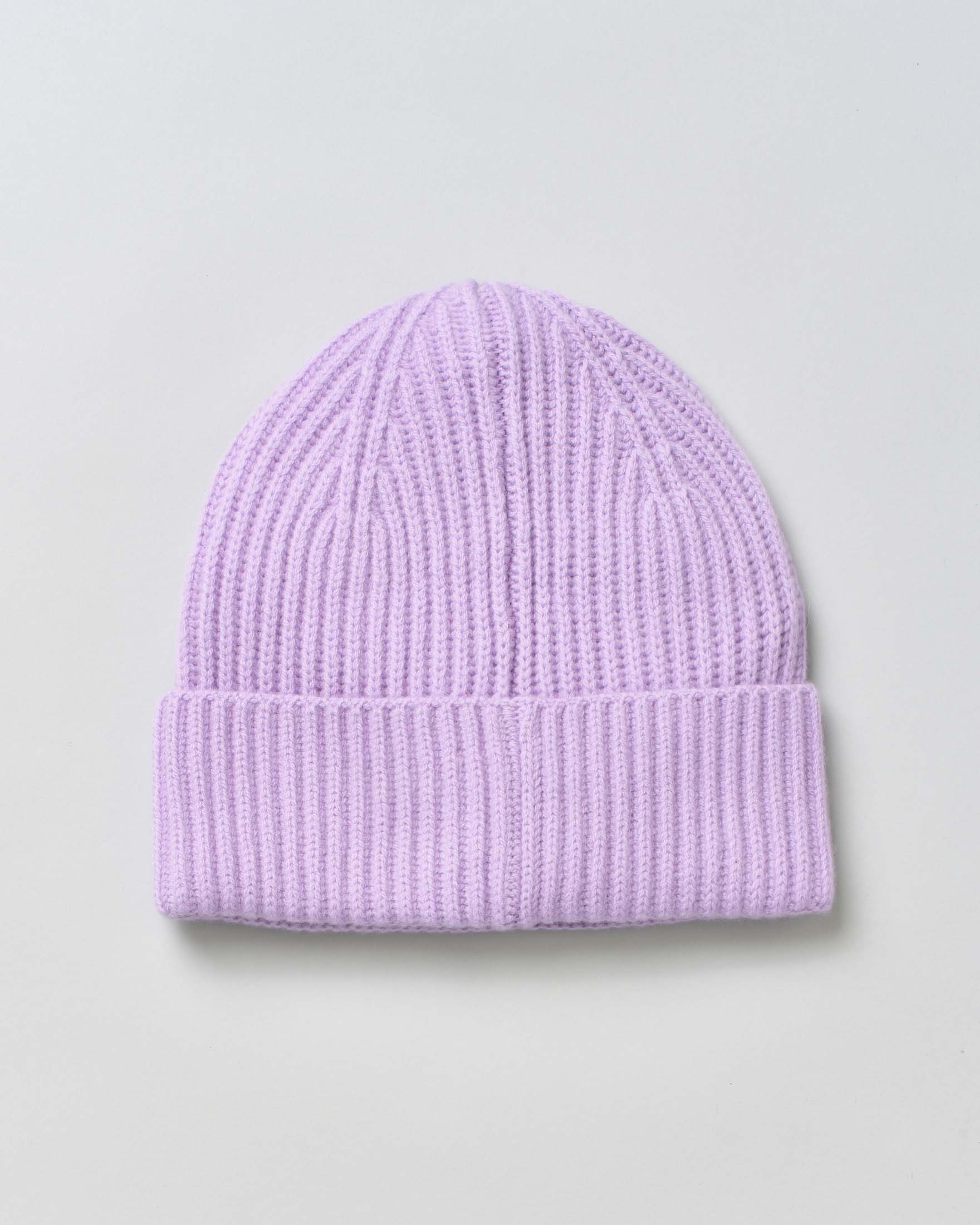 Berretto lilla MC2 Saint Barth in lana a coste con scritta logo rosa ricamata sul risvolto image