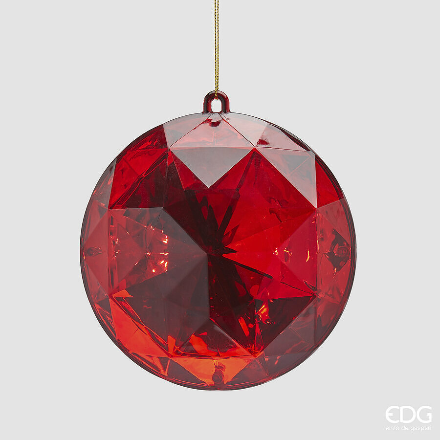 Decoro Diamante Rotondo da Appendere Rosso d.12,5 h.6,5 Edg