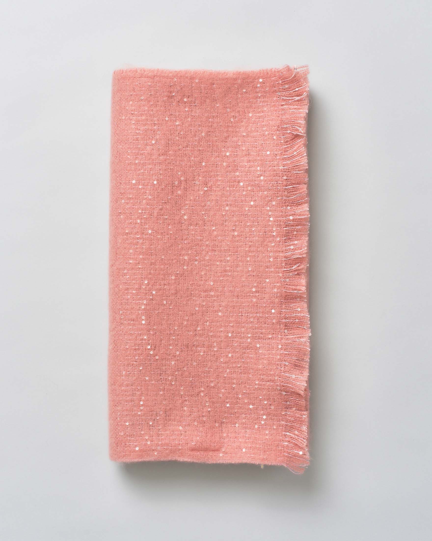 Sciarpa rosa Hlo! con pailettes all over e frange sul fondo