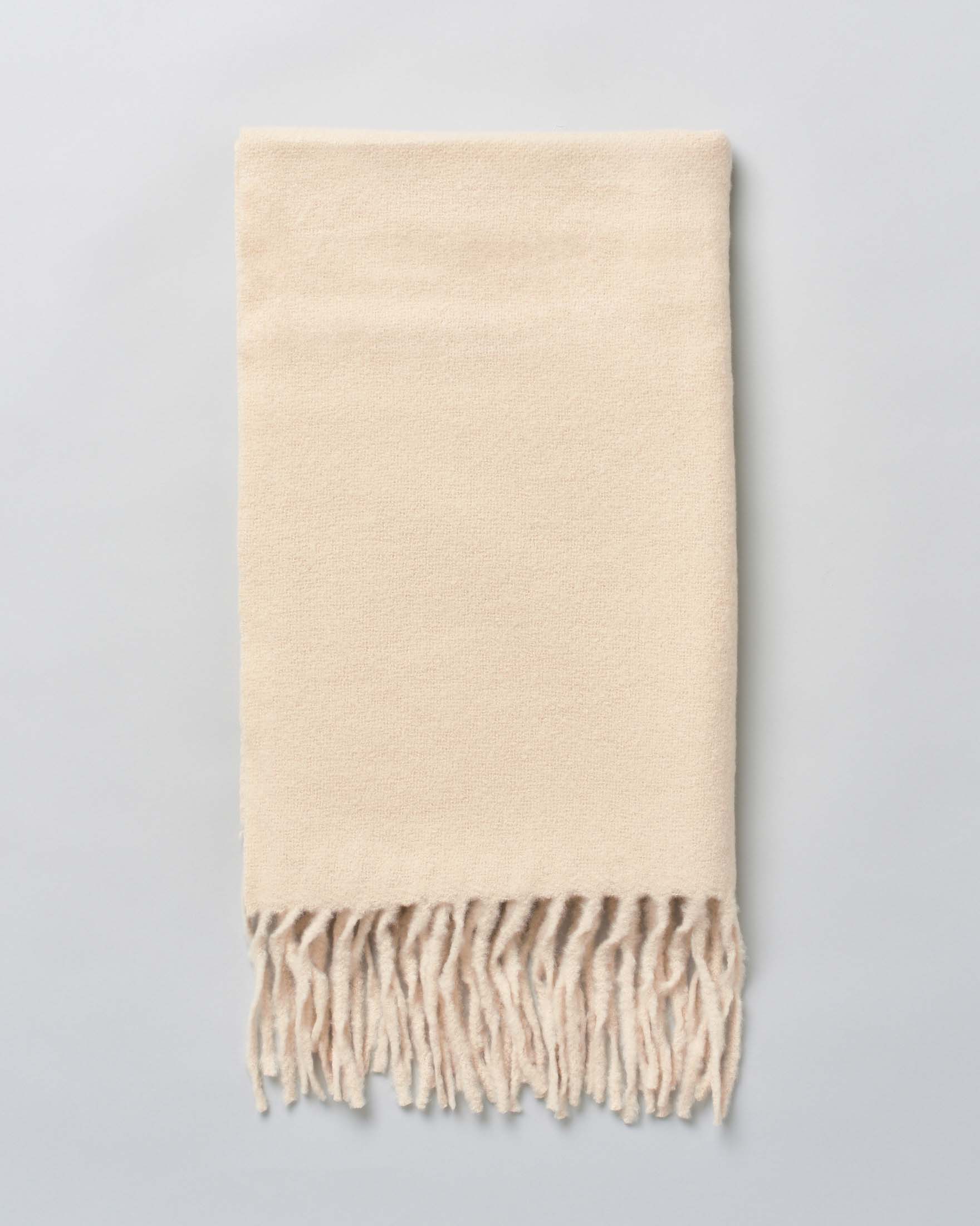 Stola beige Hlo! con frange sul fondo in tessuto effetto mohair