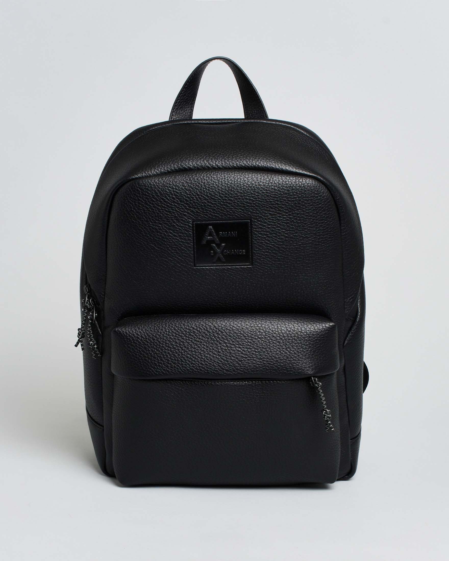 Zaino Armani Exchange nero in similpelle martellata