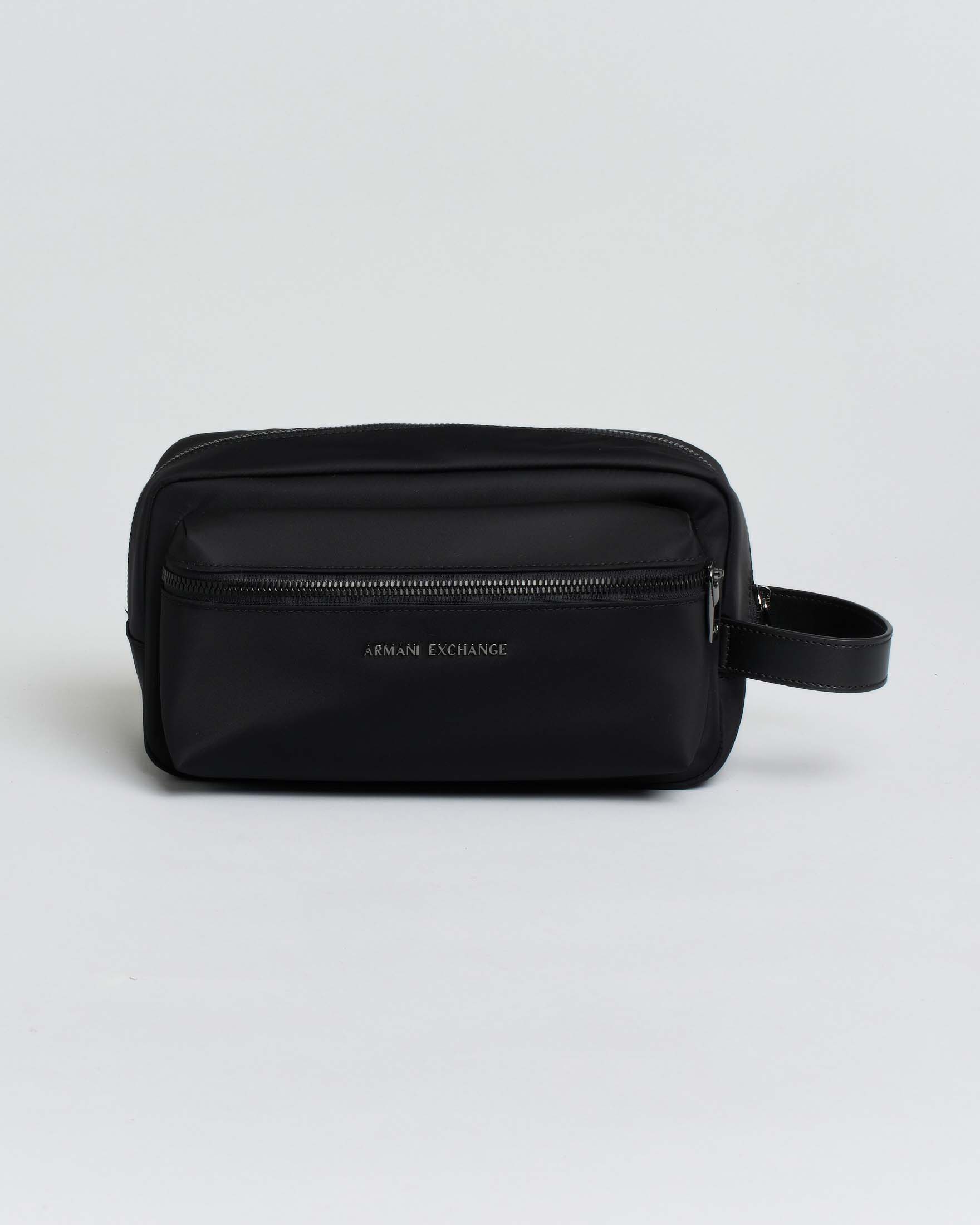 Beauty case Armani Exchange nero in nylon impermeabile