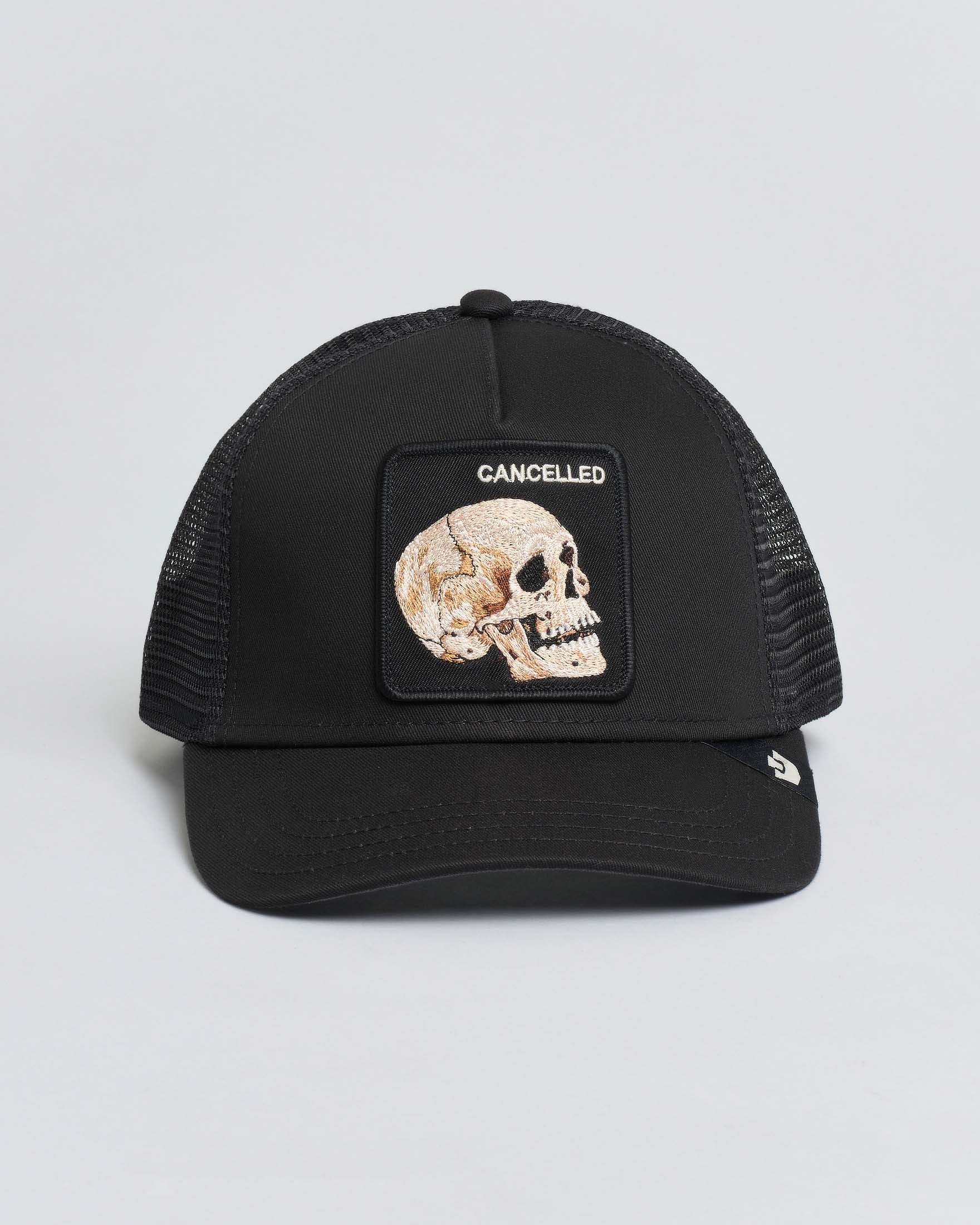 Berretto Goorin Bros trucker Cancelled nero con patch teschio