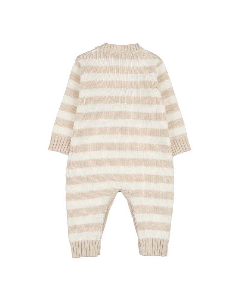 Tutina Nanan a righe beige e panna in misto viscosa e lana tricot image