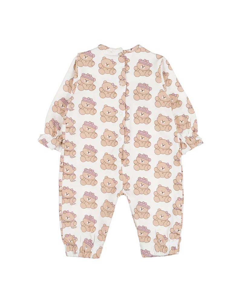 Tutina Nanan in puro cotone con fiocchi lilla ed orsetti all over image