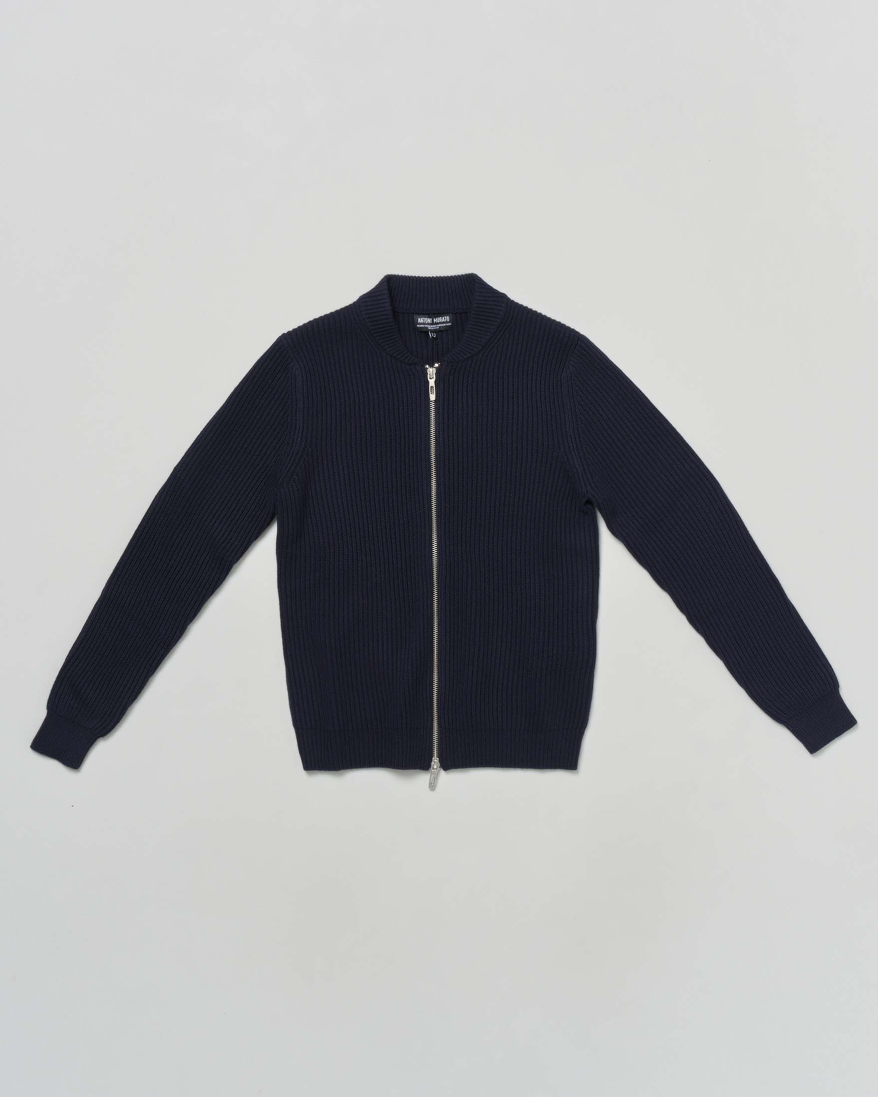 Giacca Antony Morato in maglia blu a collo alto con zip