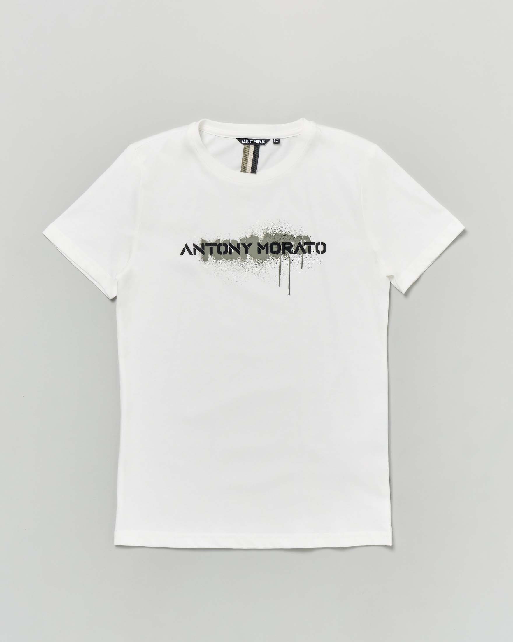 T-shirt bianca Antony Morato in puro cotone con logo colato