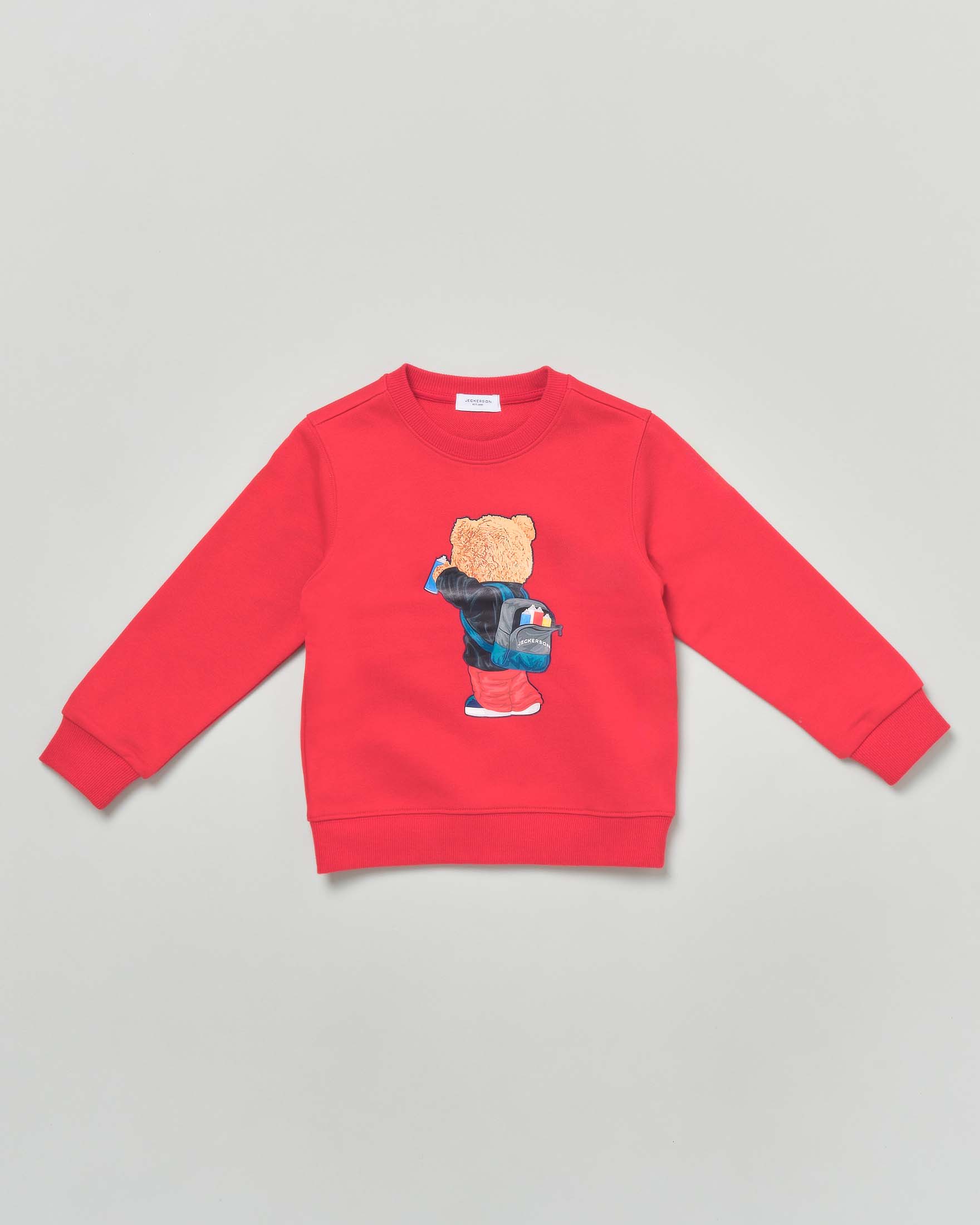 Felpa Guess rossa in misto cotone con stampa orsetto