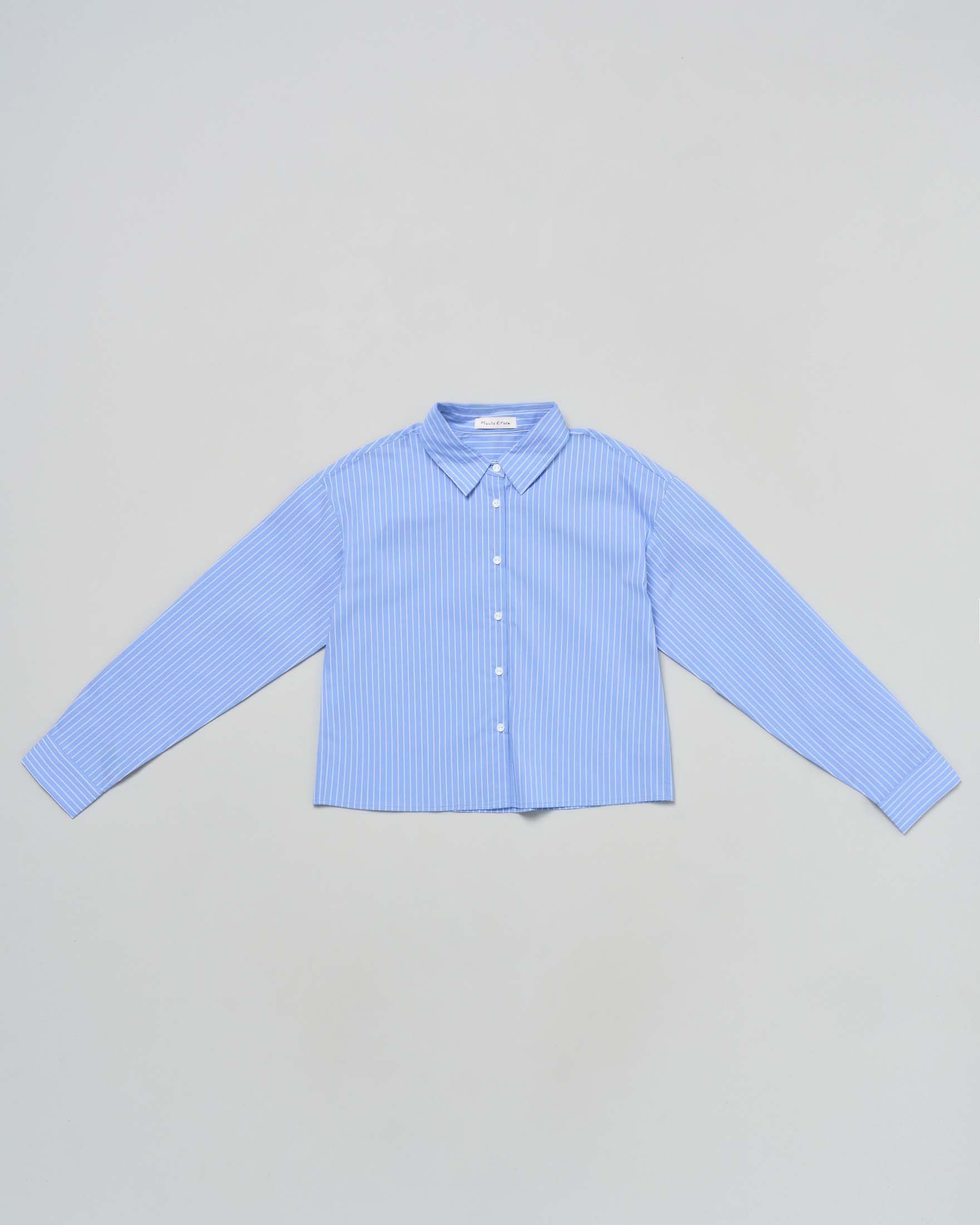 Camicia Manila Grace azzurra a righe in Oxford di misto cotone a maniche lunghe