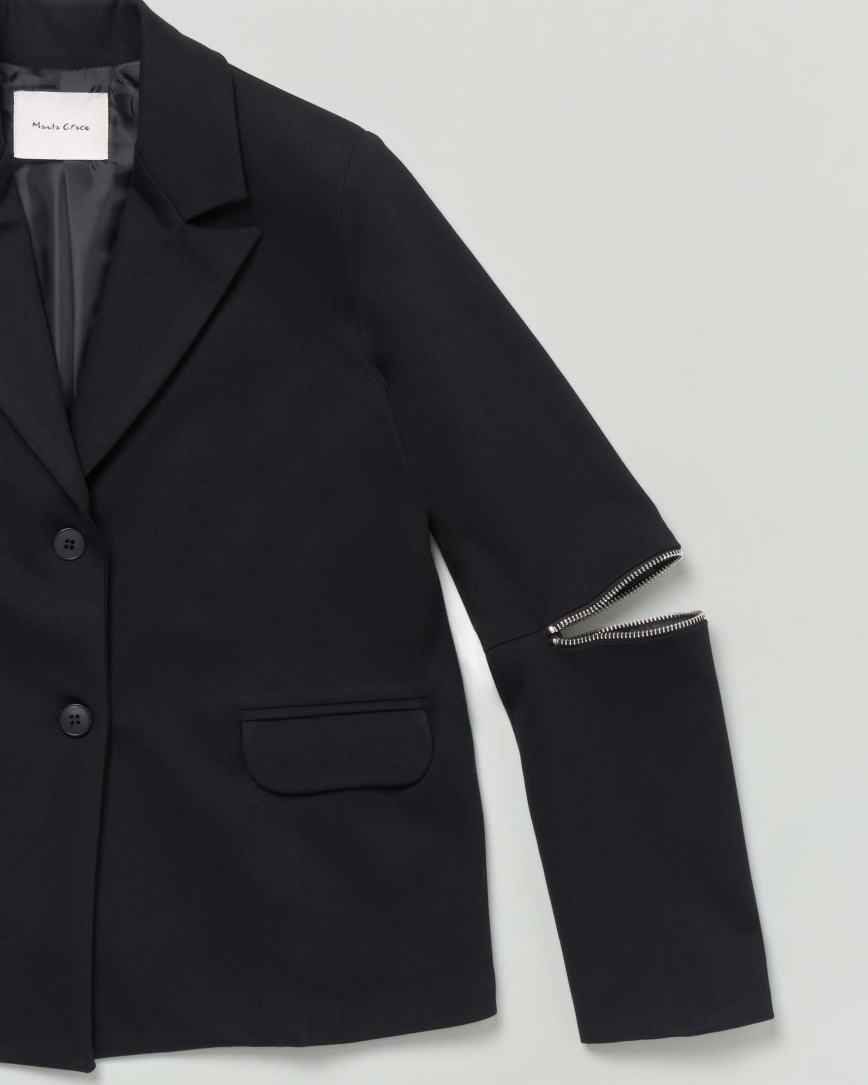 Blazer nero Manila Grace con zip sulle maniche image