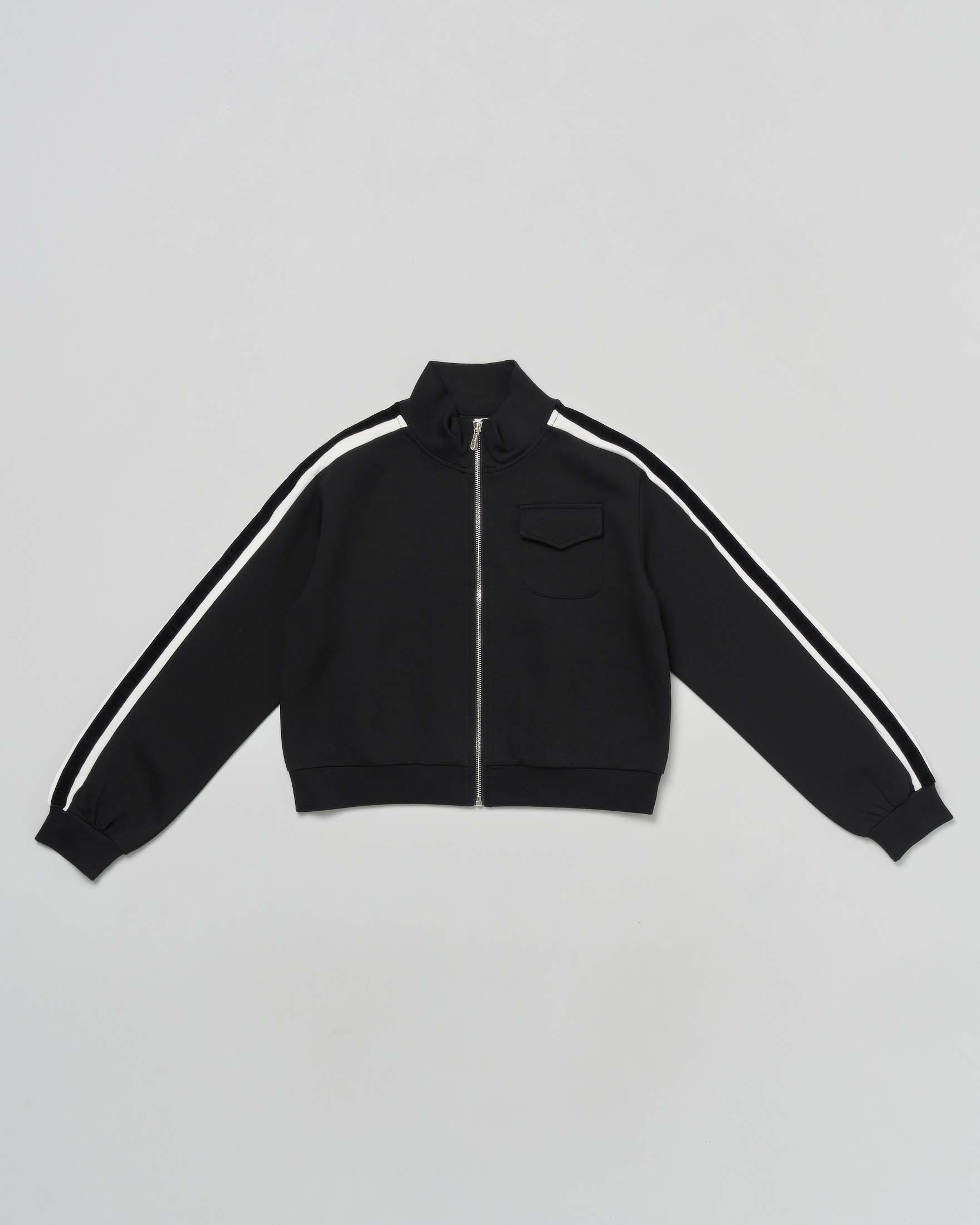 Felpa nera Manila Grace in neoprene con bande bianche