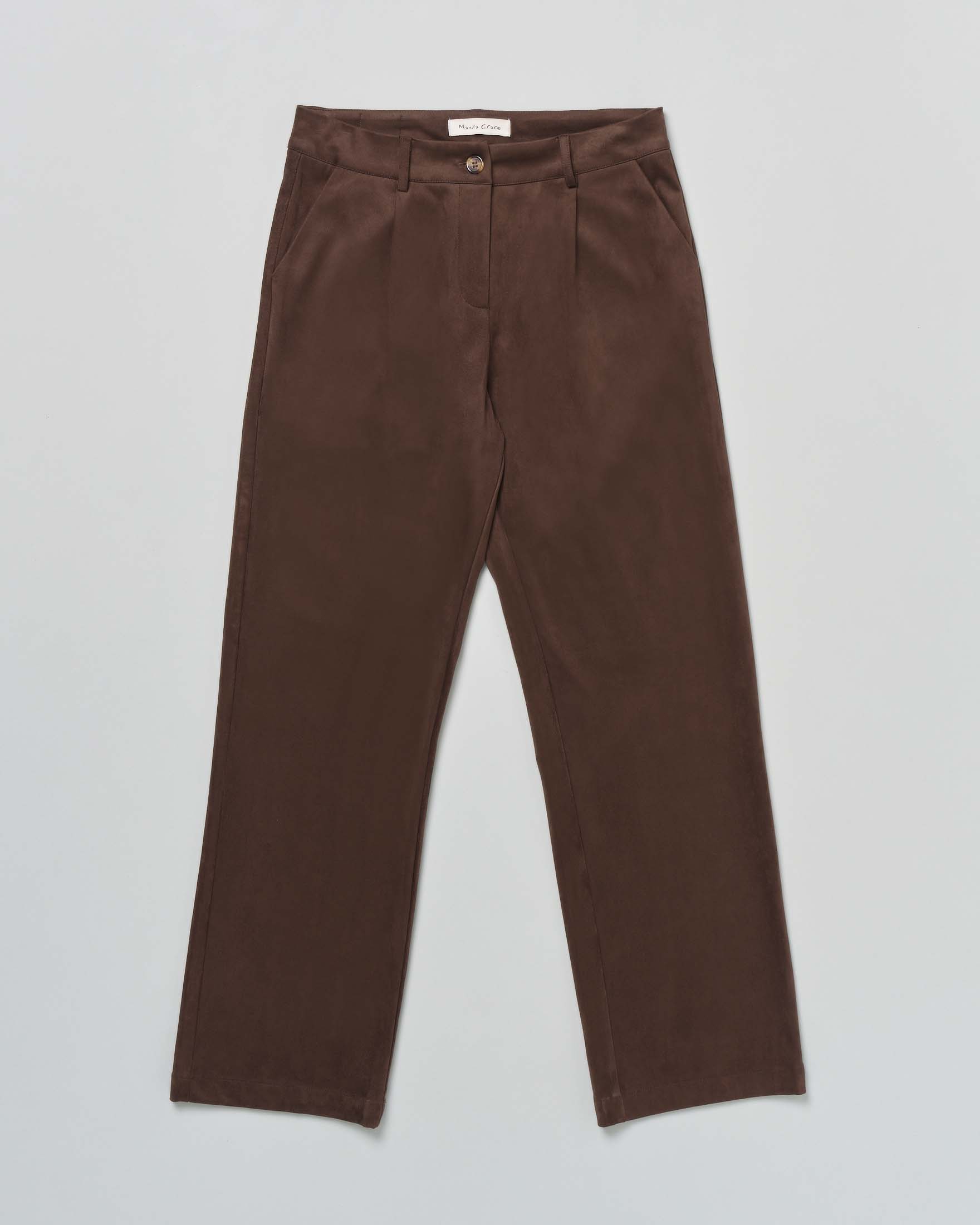 Pantalone palazzo Manila Grace in alcantara marrone