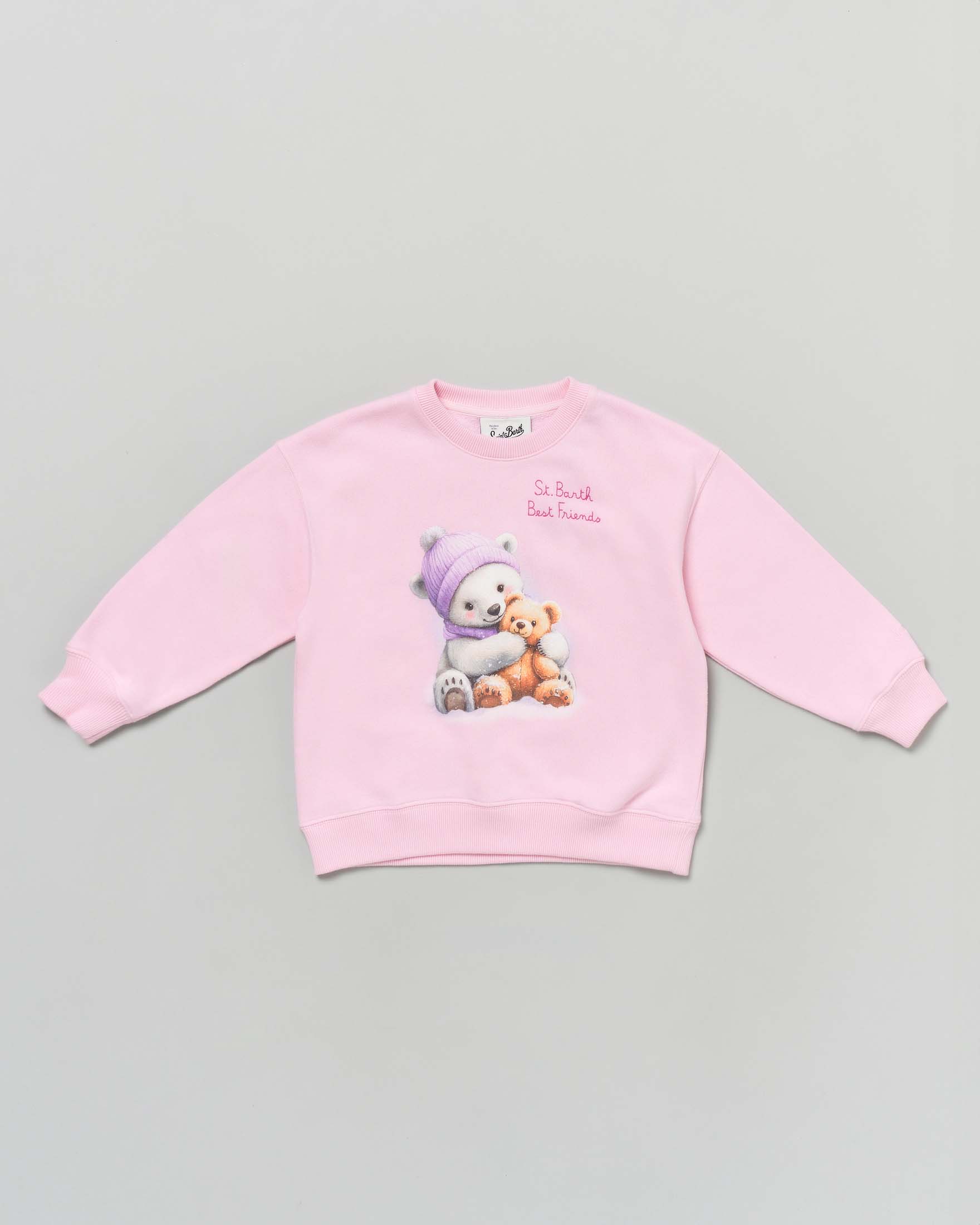 Felpa rosa MC2 Saint Barth con orsetti
