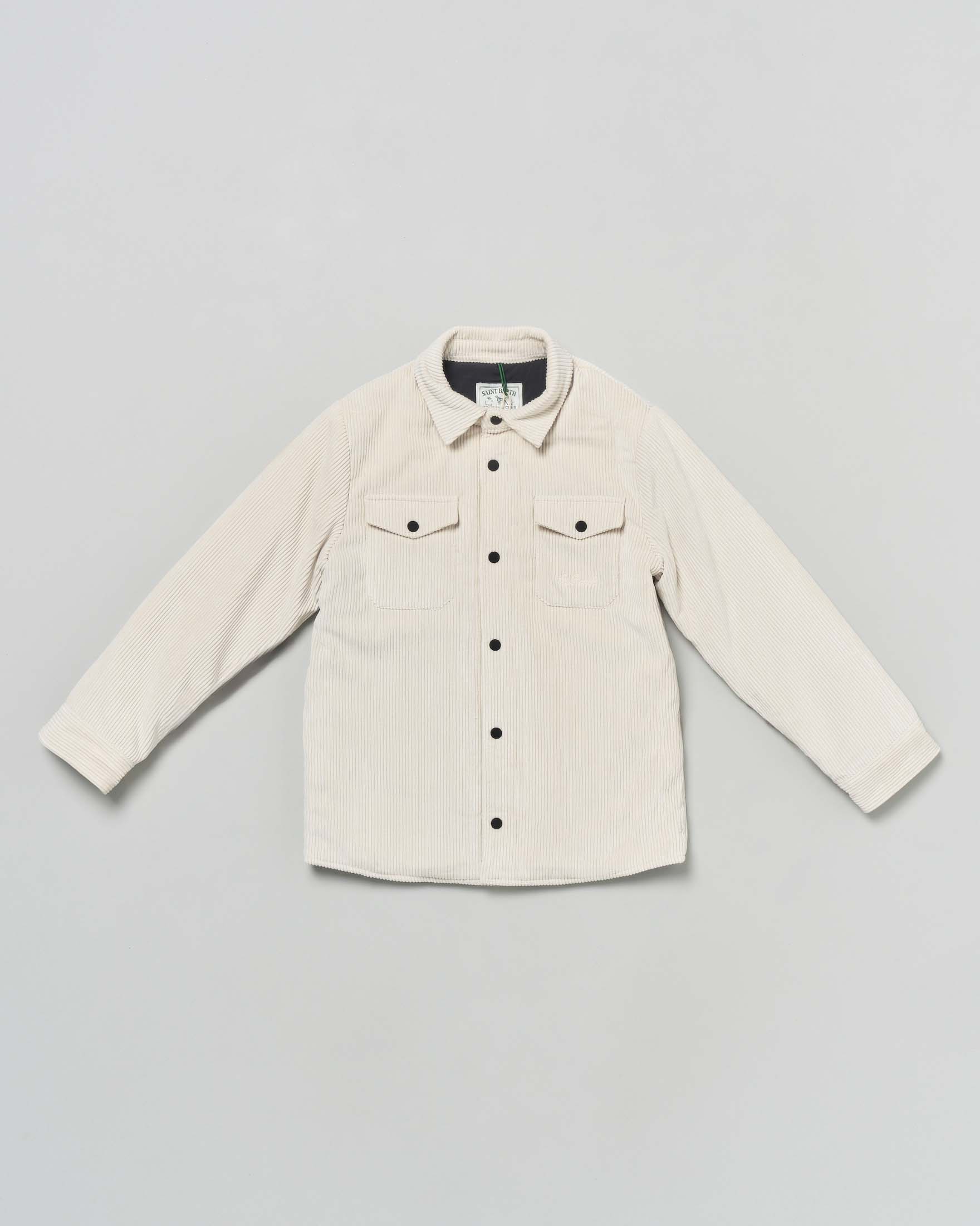 Giacca MC2 Saint Barth a camicia color ghiaccio in velluto a coste