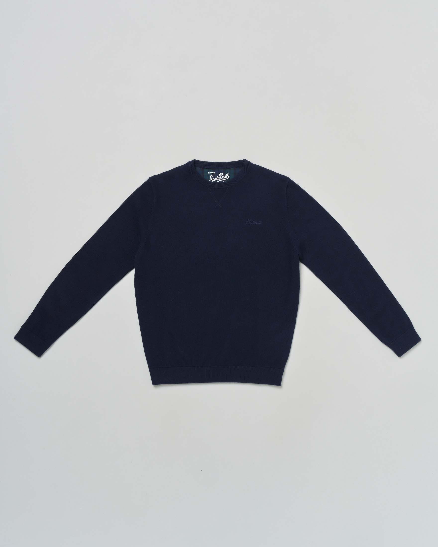 Maglia MC2 Saint Barth blu in pura lana merinos