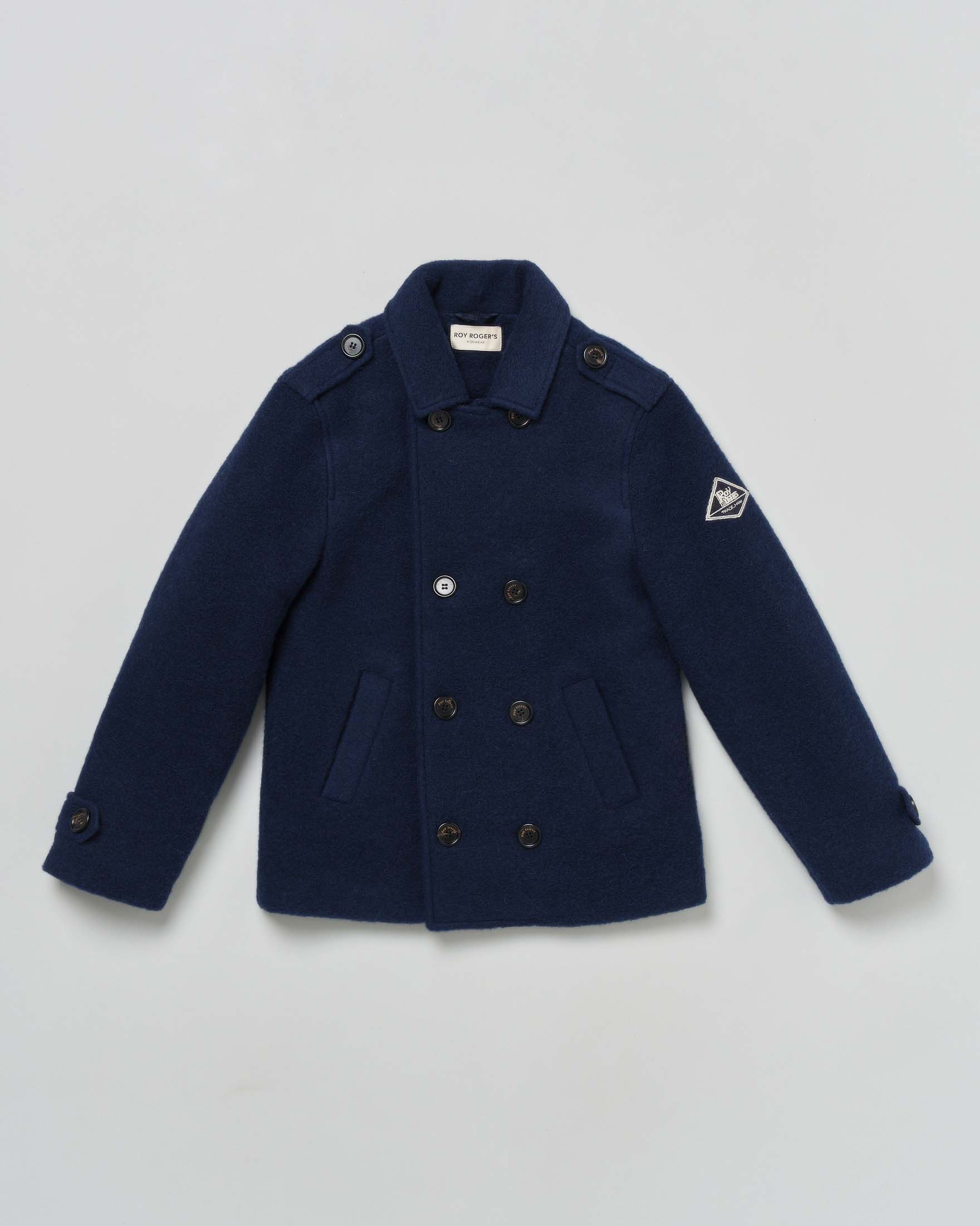 Caban Roy Roger's in picot blu di misto lana