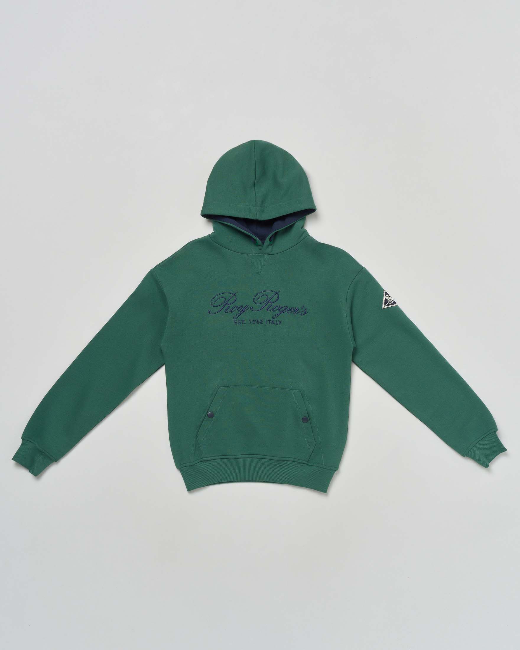 Felpa Roy Roger's verde in puro cotone con taschino jeans