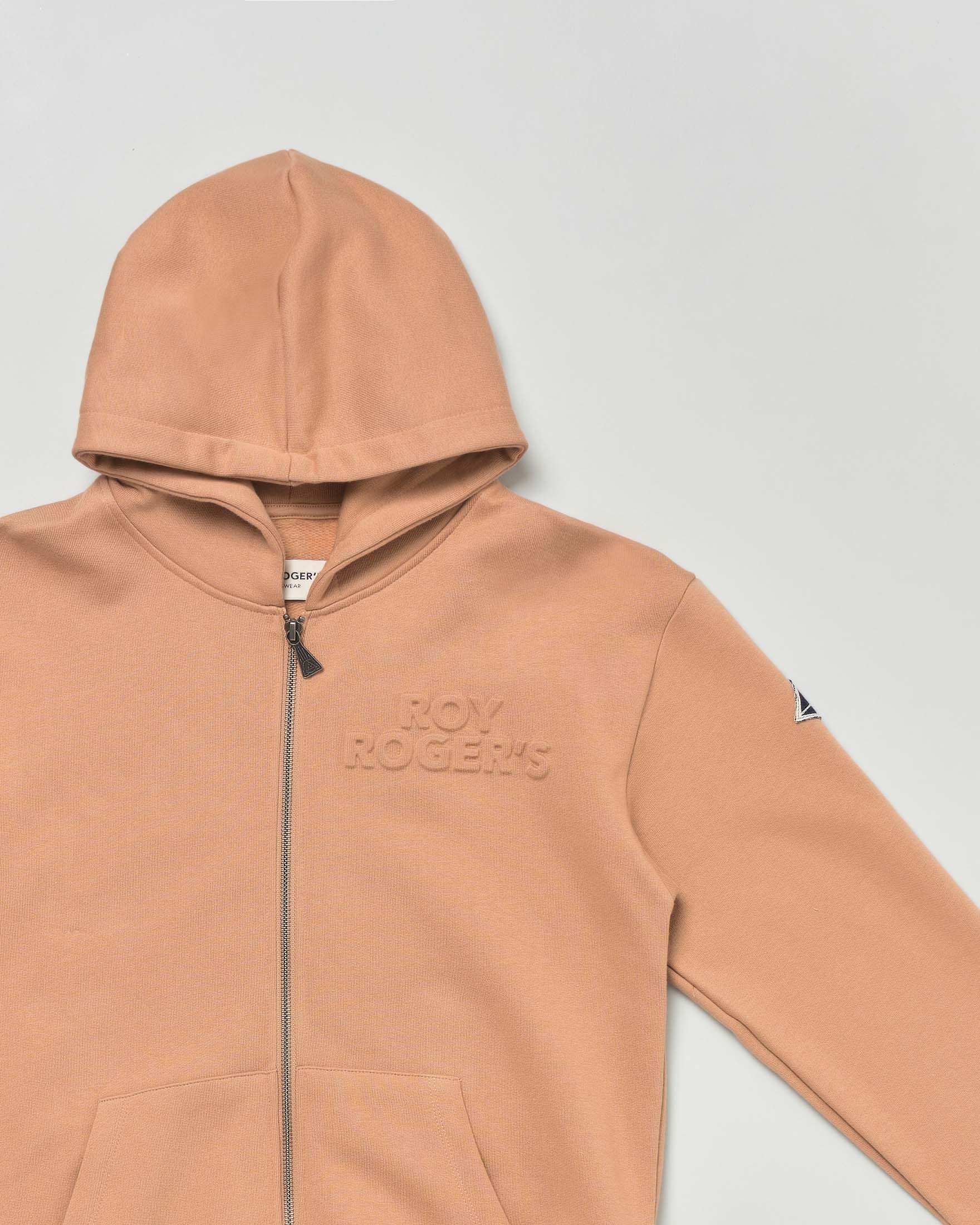 Felpa Roy Roger's beige in cotone con cappuccio e zip image