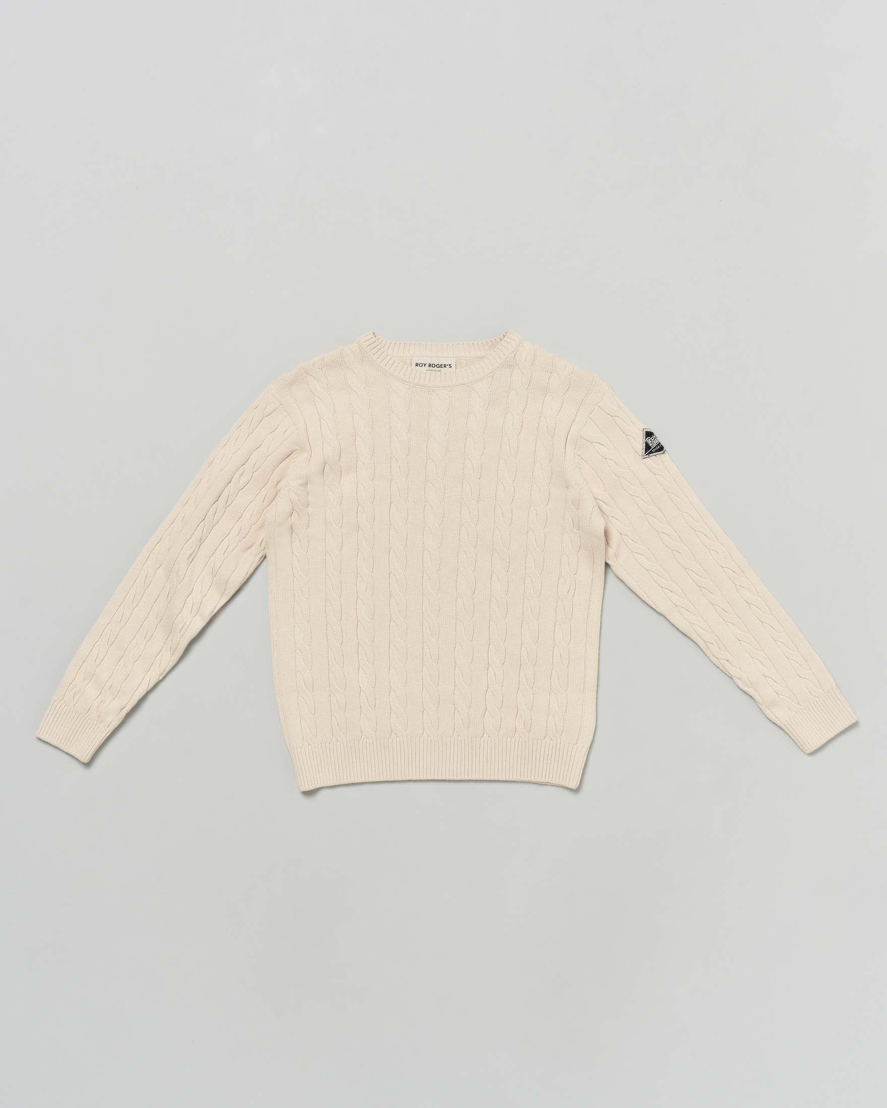 Maglioncino Roy Roger's color ecrù a trecce in misto lana e cotone