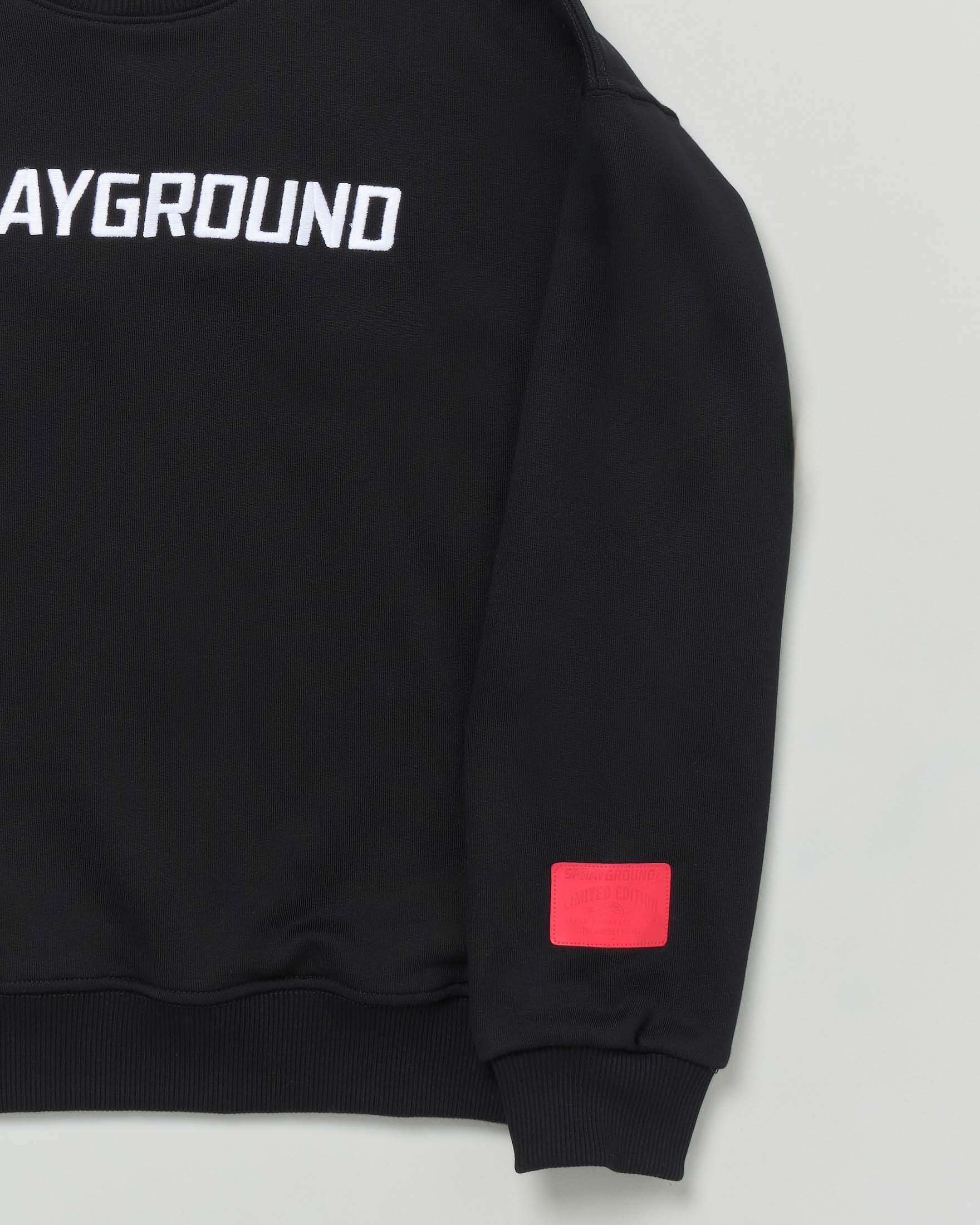 Felpa Sprayground nera in puro cotone con scritta e stampa logo sul retro image