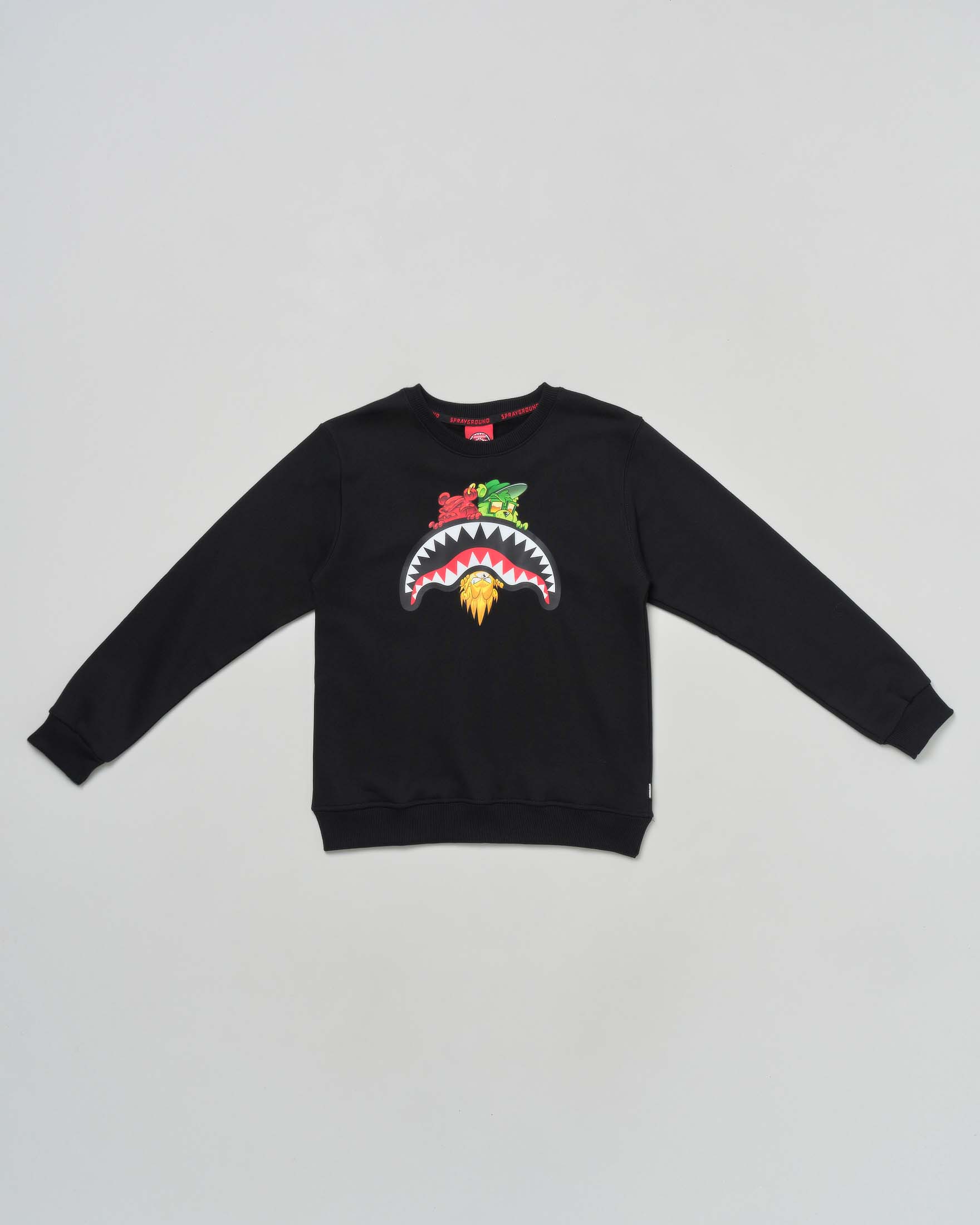 Felpa nera Sprayground in puro cotone con personaggi multicolor