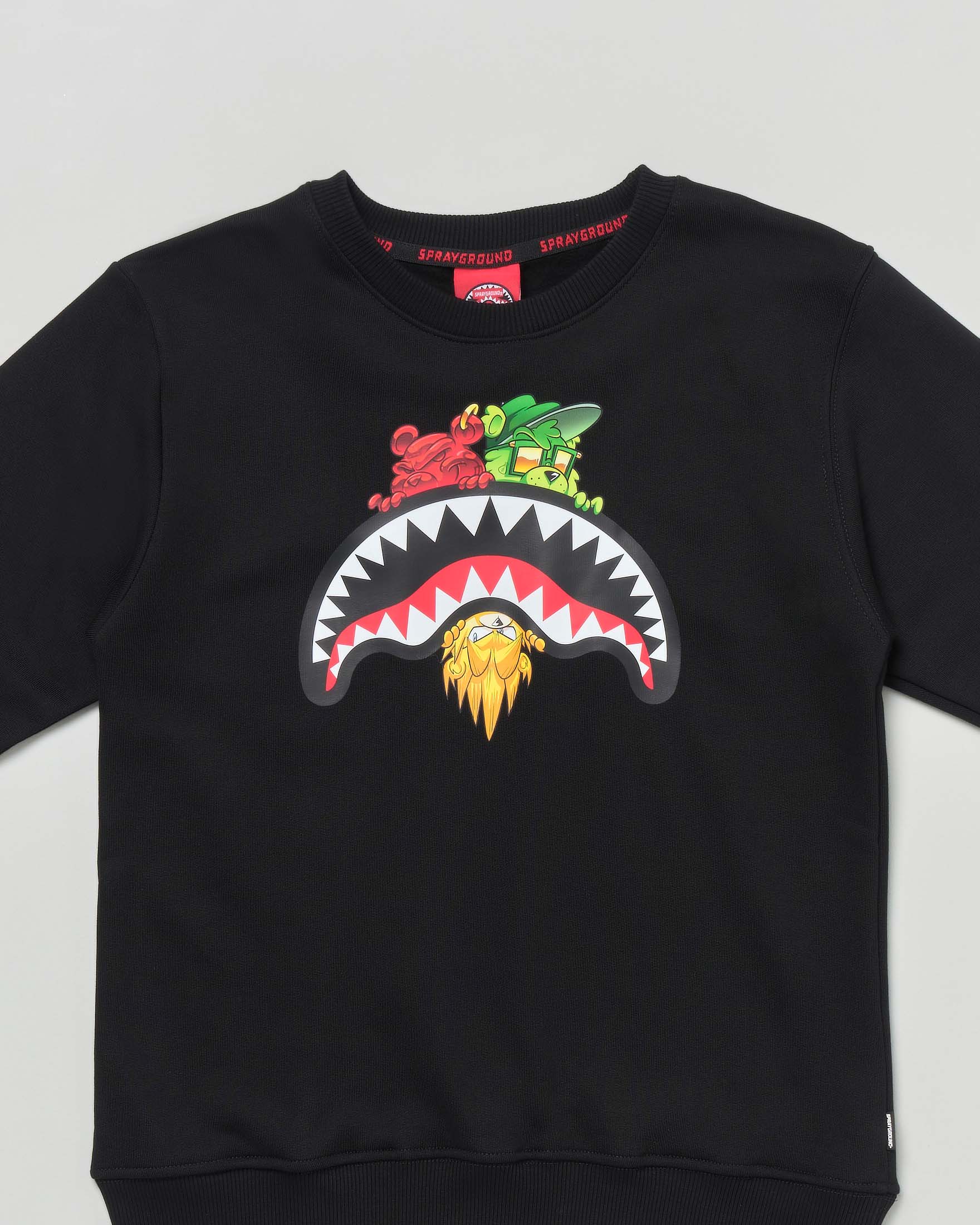 Felpa nera Sprayground in puro cotone con personaggi multicolor image