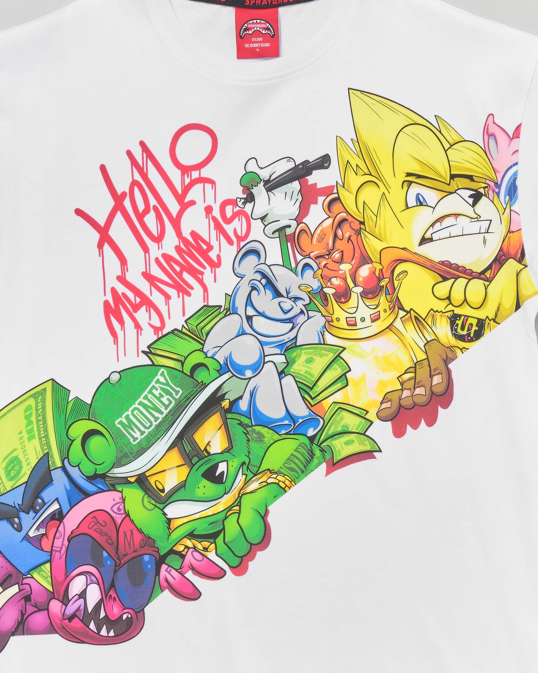 T-shirt Sprayground bianca  in puro cotone con personaggi multicolor image