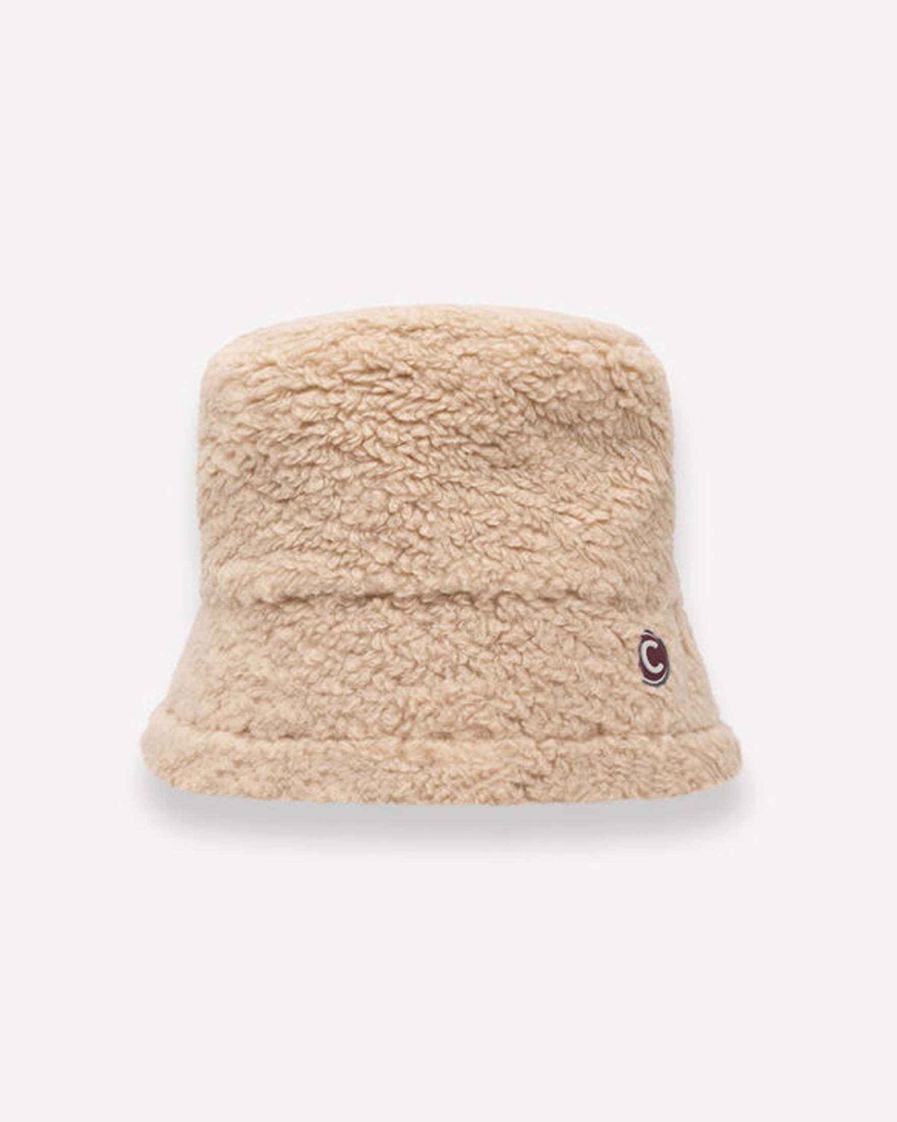 Cappello alla pescatora beige Colmar Originals in tessuto teddy con patch logo in gomma