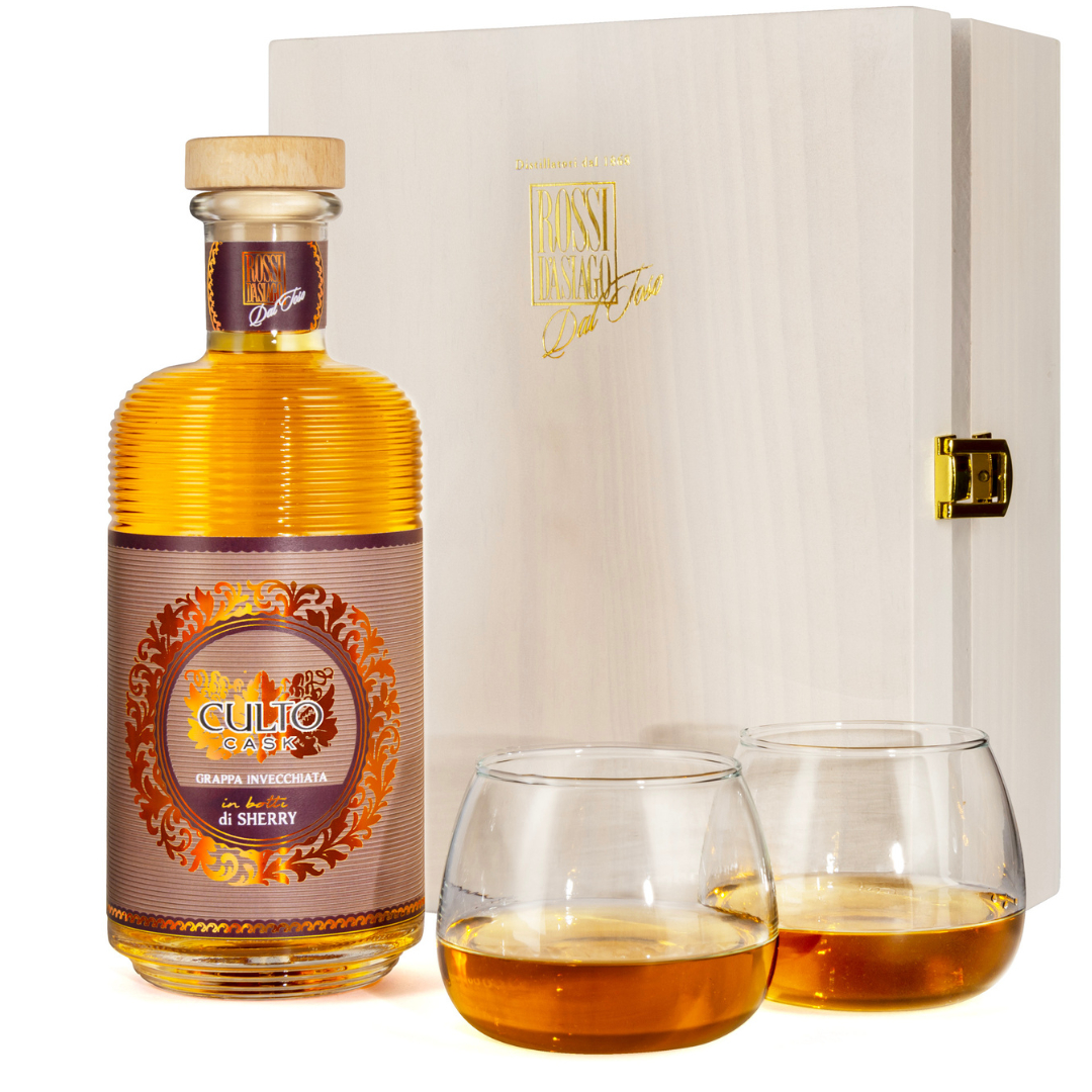 Culto Cask Sherry - cofanetto legno con bicchieri