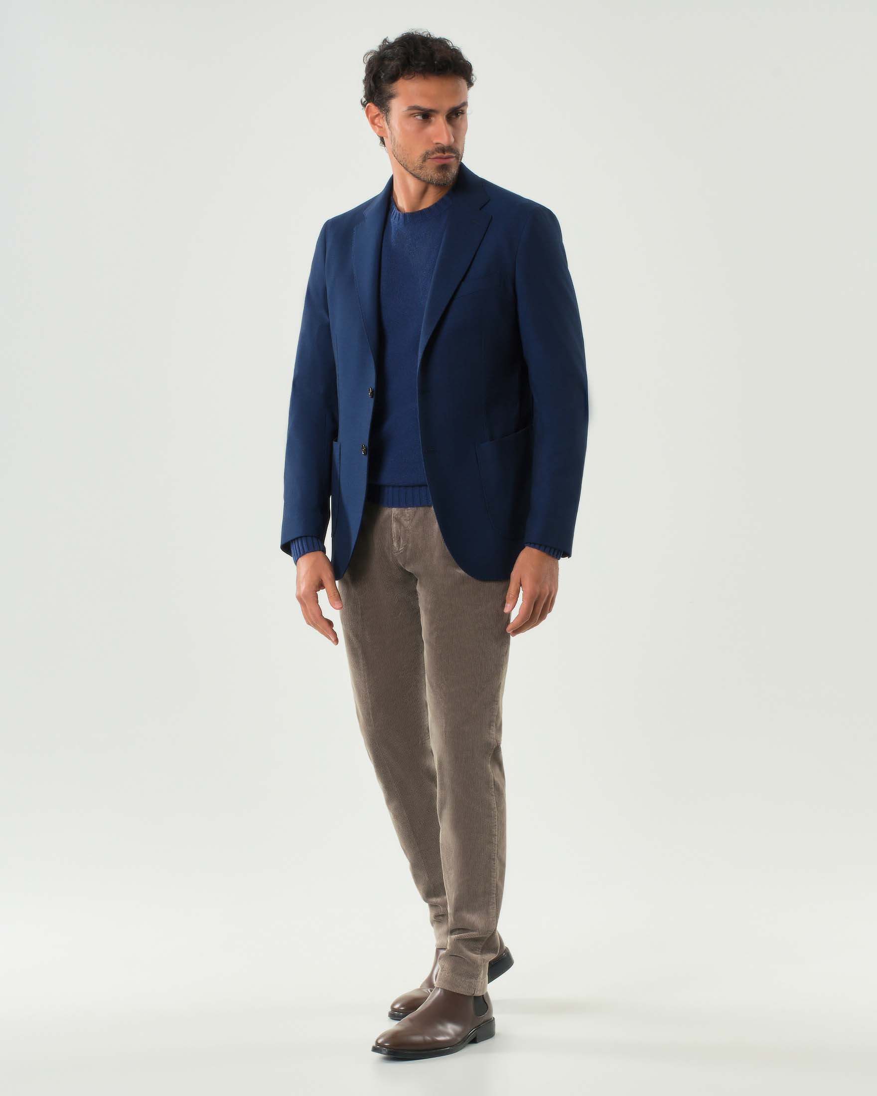 Blazer Ashki.i blu indaco in viscosa stretch micro armatura