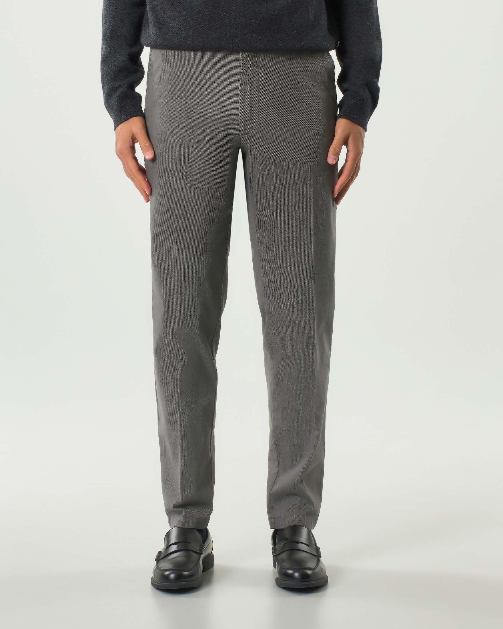 Pantalone chino Kane Boss grigio in tessuto diagonale di cotone stretch image