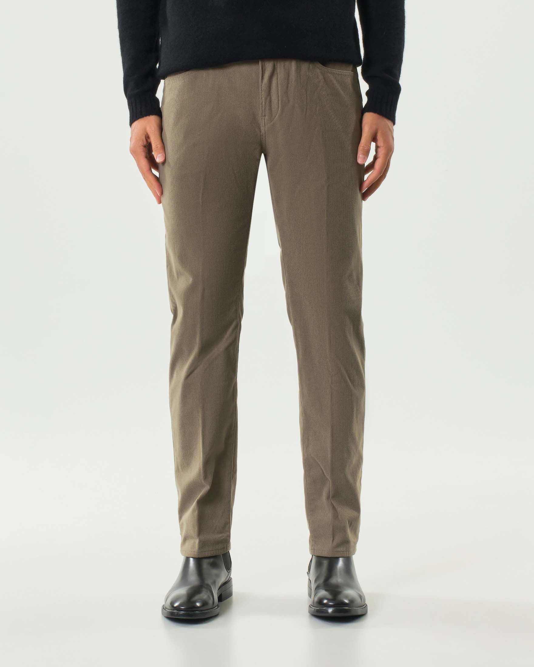 Pantalone cinque tasche Delaware Boss fango in velluto a costine image