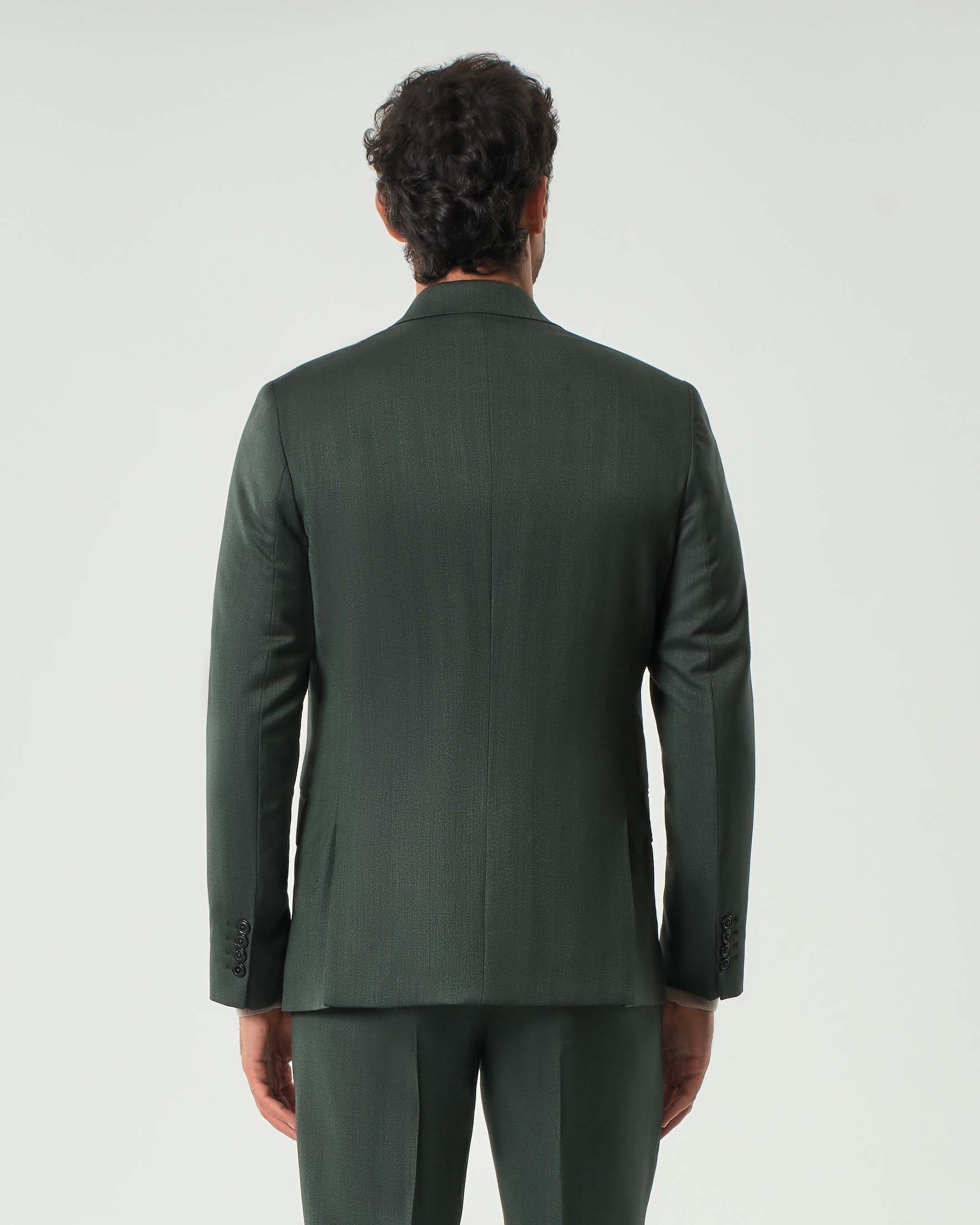 Abito Colamarino in tela di pura lana Vitale Barberis Canonico verde