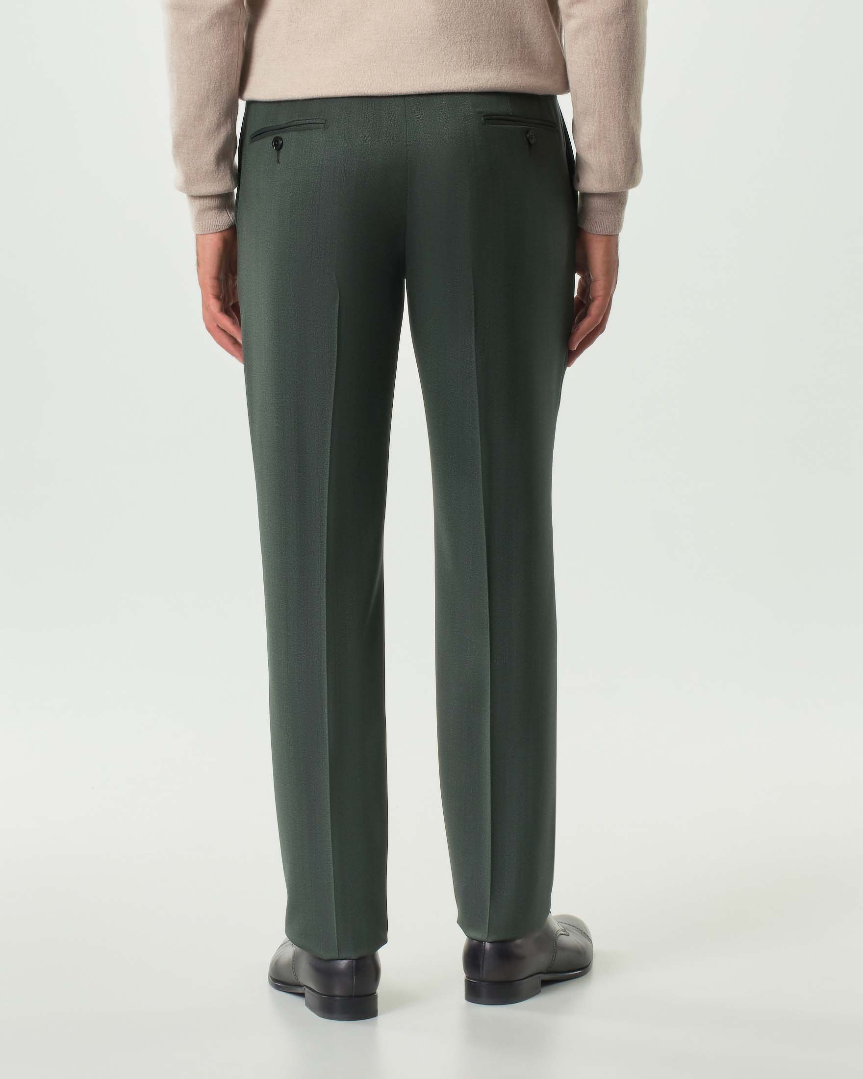 Abito Colamarino in tela di pura lana Vitale Barberis Canonico verde