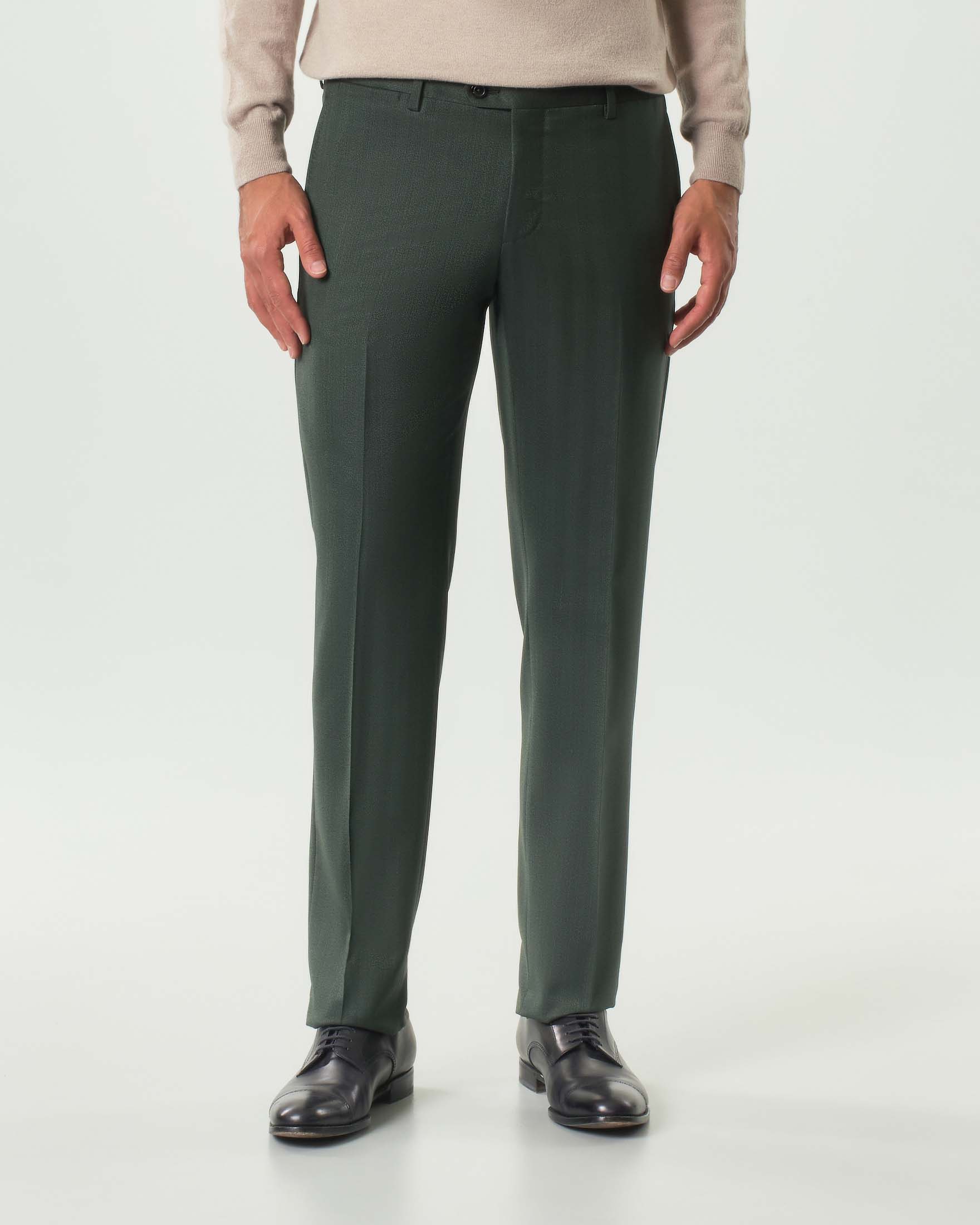 Abito Colamarino in tela di pura lana Vitale Barberis Canonico verde