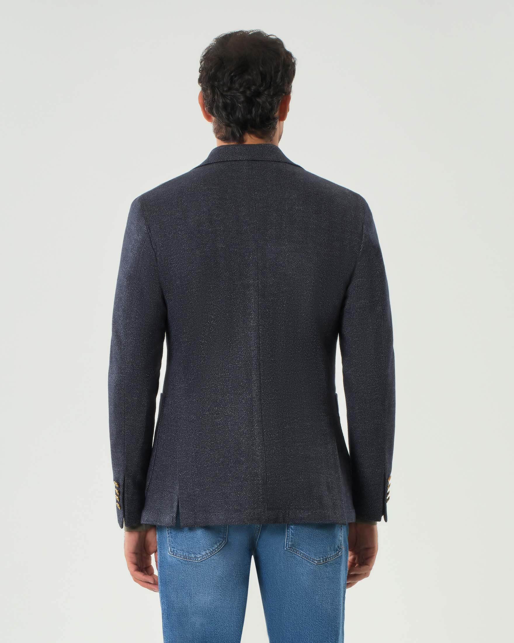 Blazer Colamarino antracite in jersey di misto lana e cotone spinato