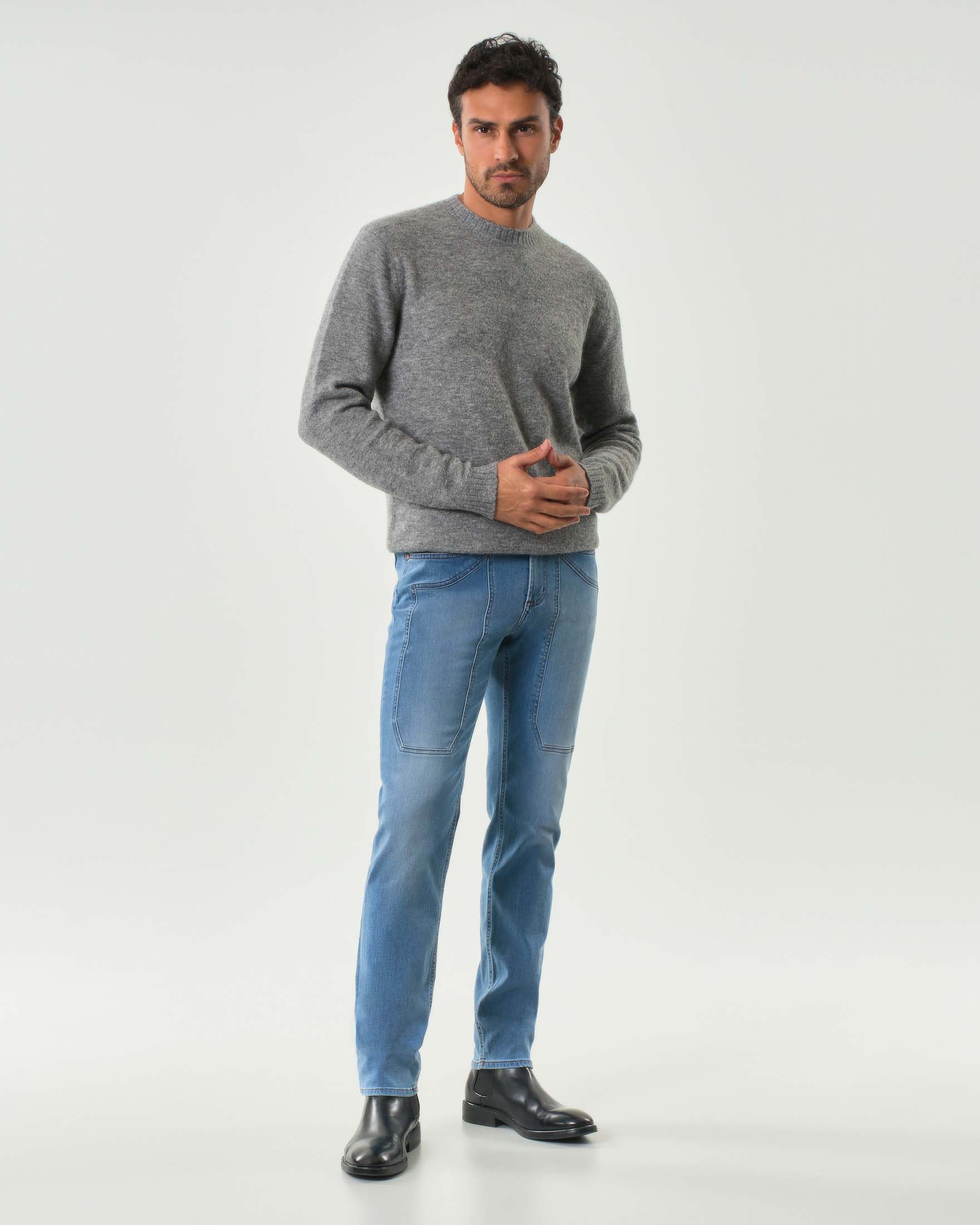 Jeans Jeckerson John in cotone stretch lavaggio chiaro super stone washed con toppa