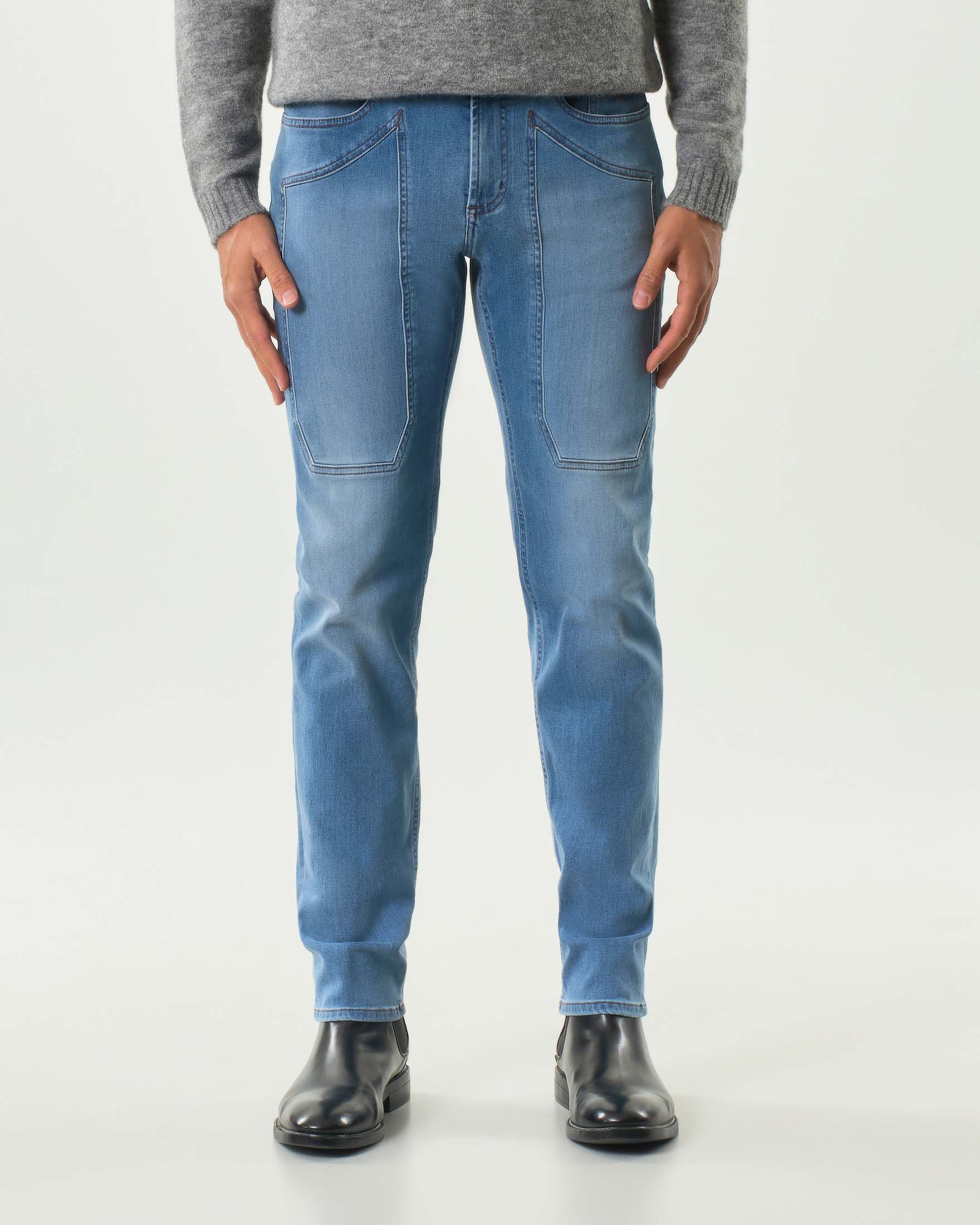 Jeans Jeckerson John in cotone stretch lavaggio chiaro super stone washed con toppa image