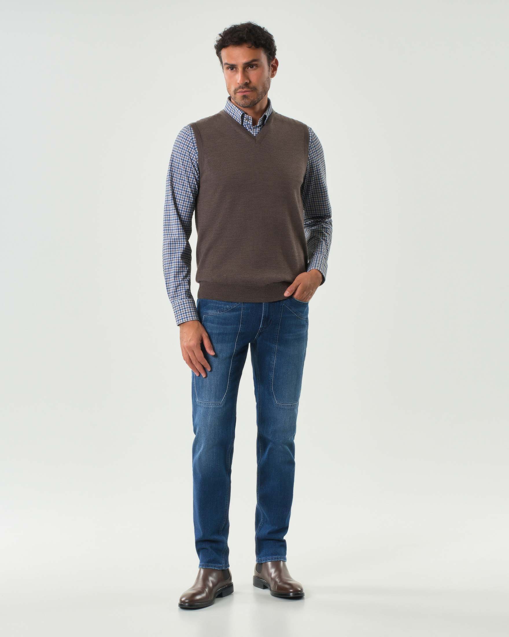 Jeans Jeckerson John in cotone stretch lavaggio medio stone washed con toppa