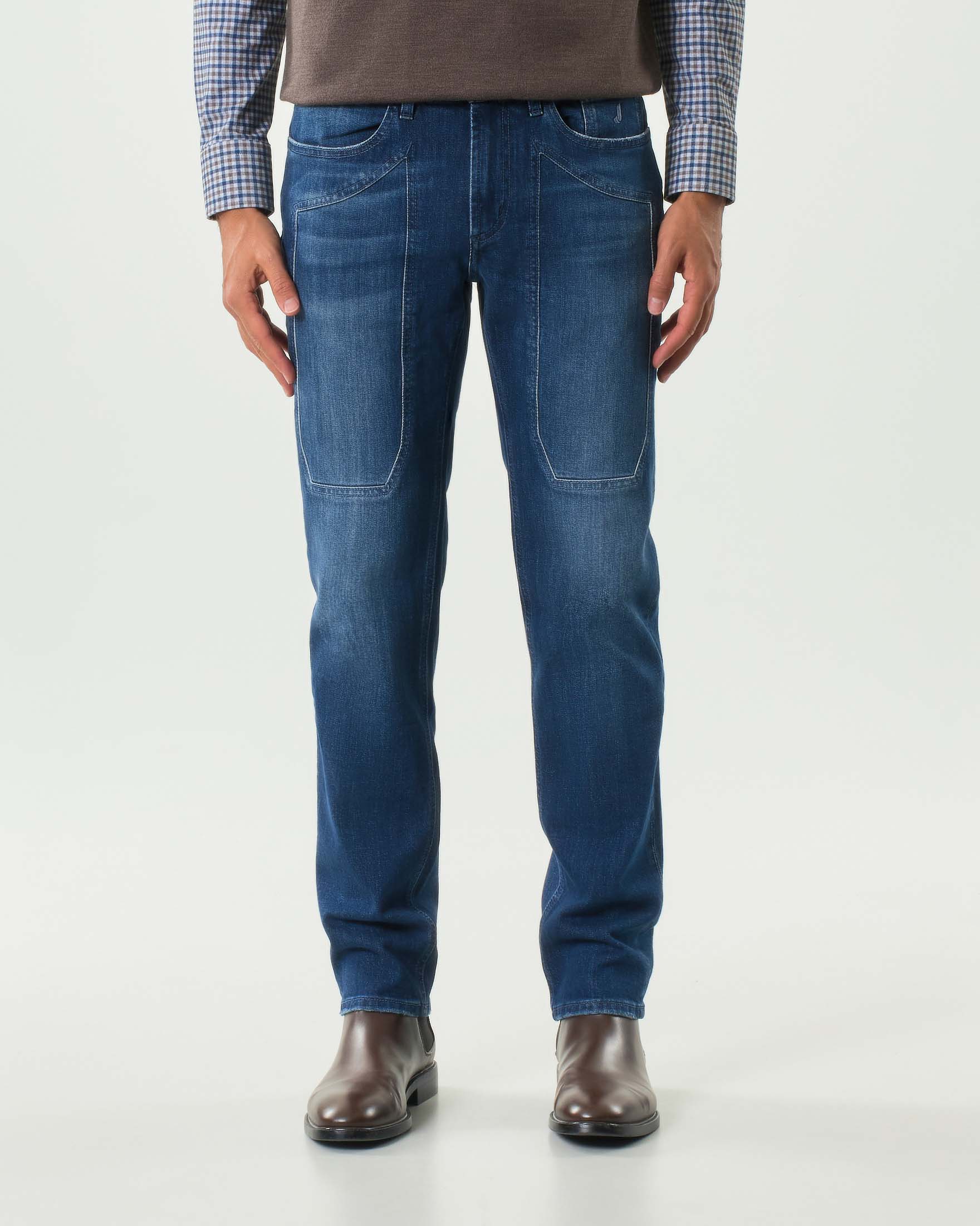 Jeans Jeckerson John in cotone stretch lavaggio medio stone washed con toppa image