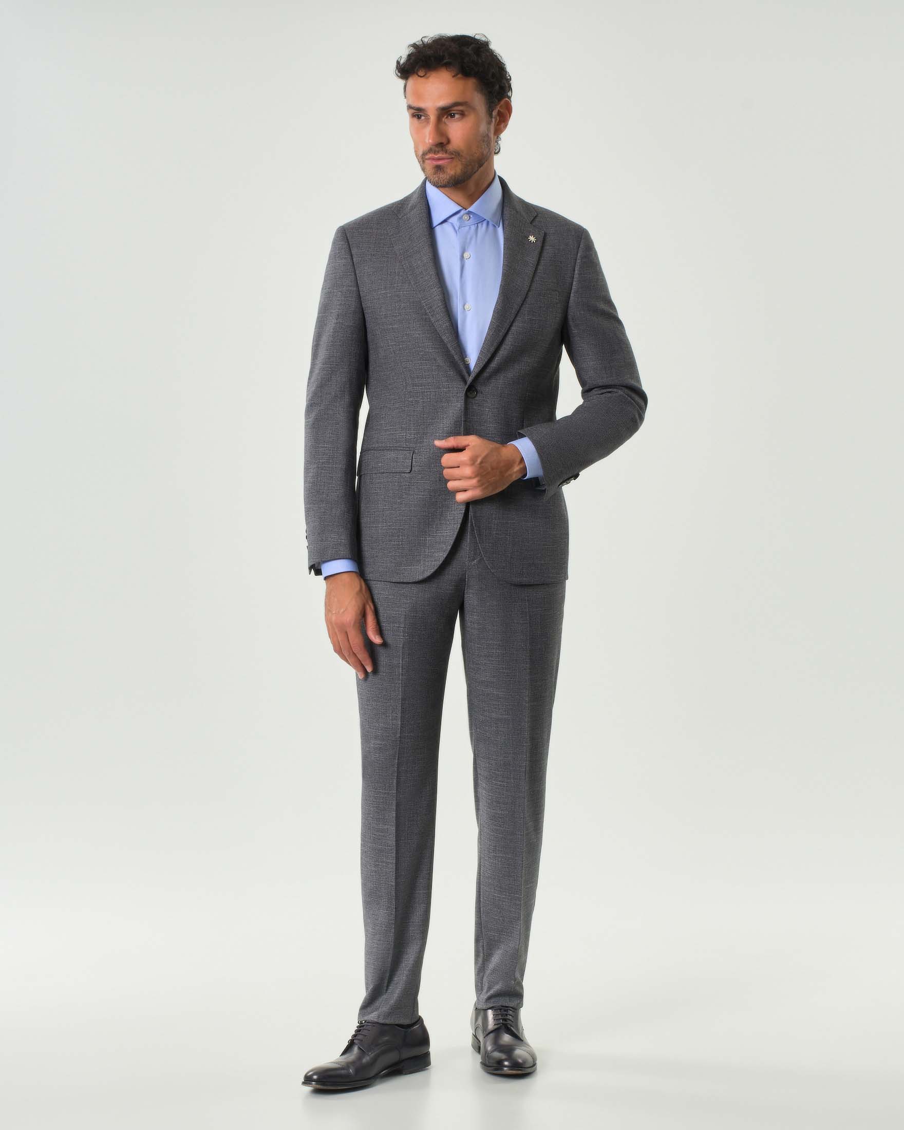 Abito Manuel Ritz grigio in viscosa stretch micro armatura