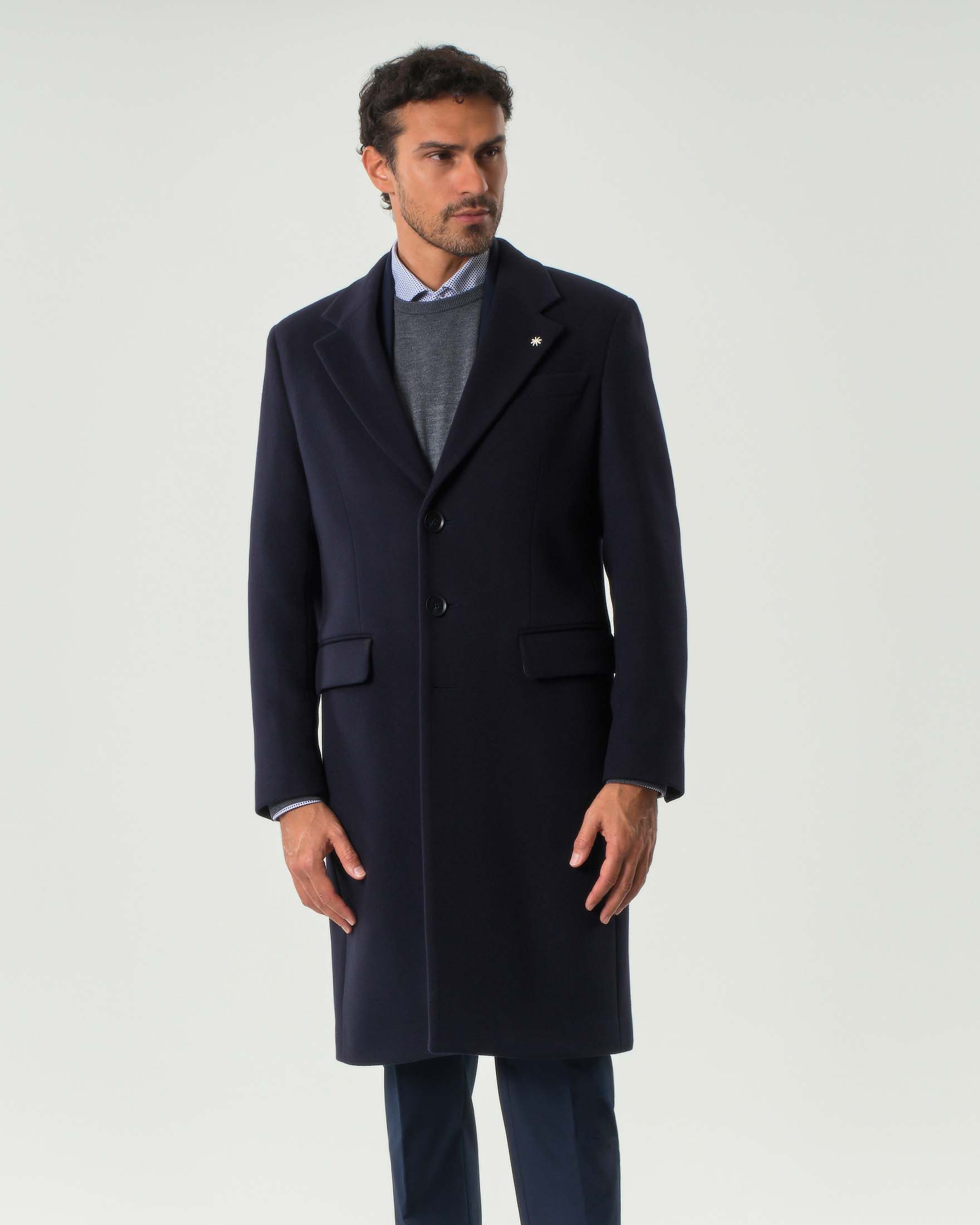 Cappotto lungo Manuel Ritz blu in panno di lana image